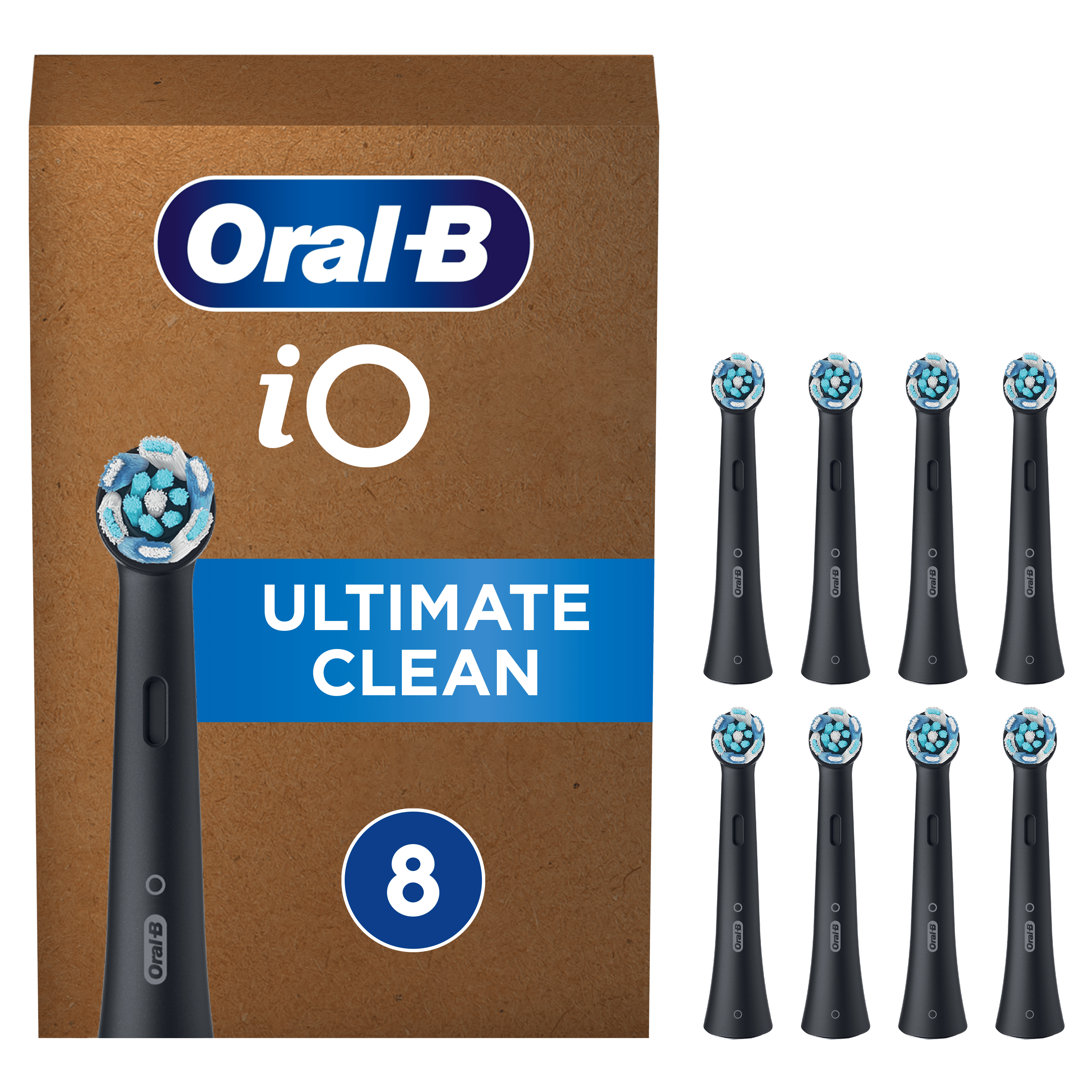 Oral-B IO Ultimate Clean Brossette Pour Brosse À Dents Électrique Noire, Lot De 8, Convient À Une Boîte Aux Lettres