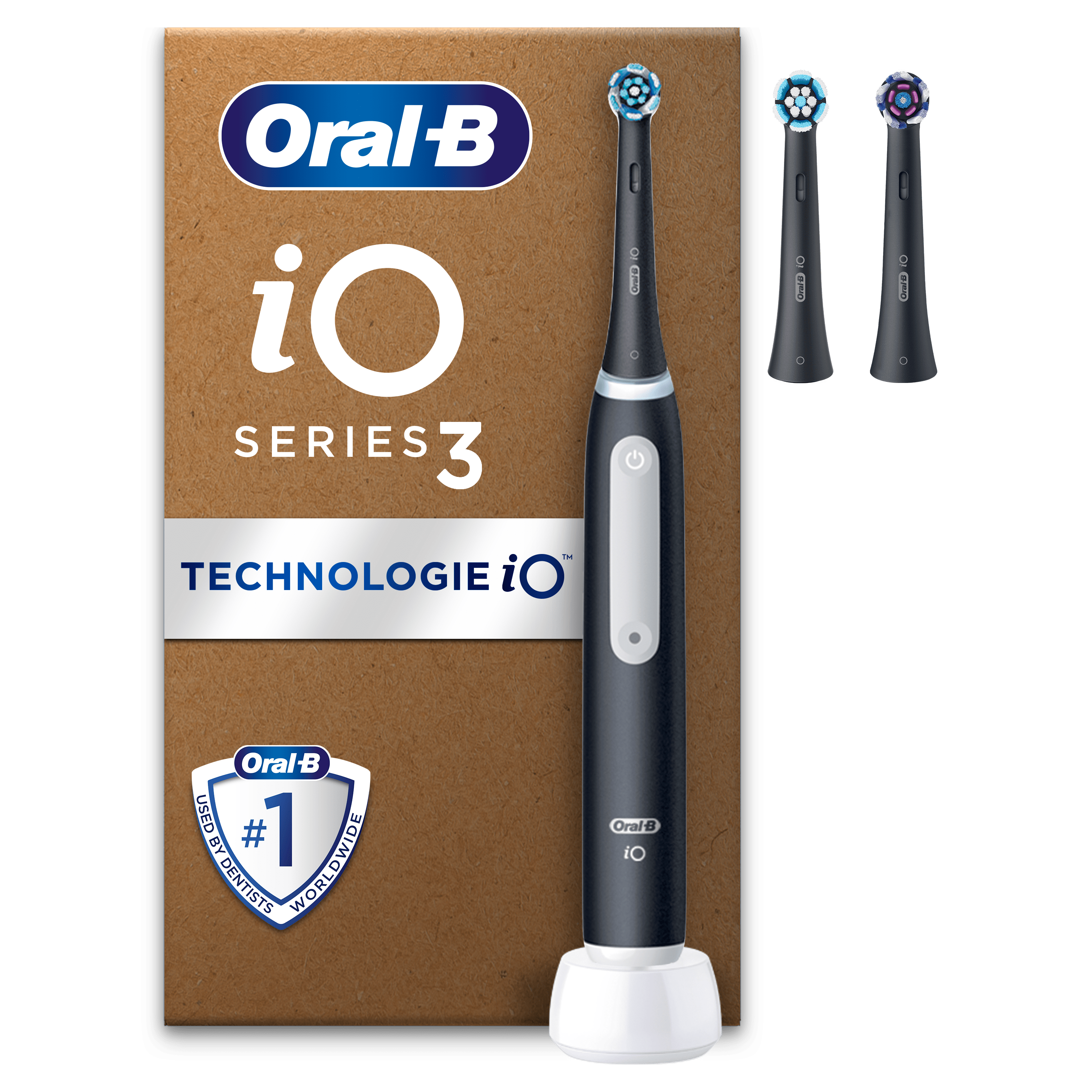 Oral-B iO3 Brosse À Dents Électrique Noire, 3 Brossettes