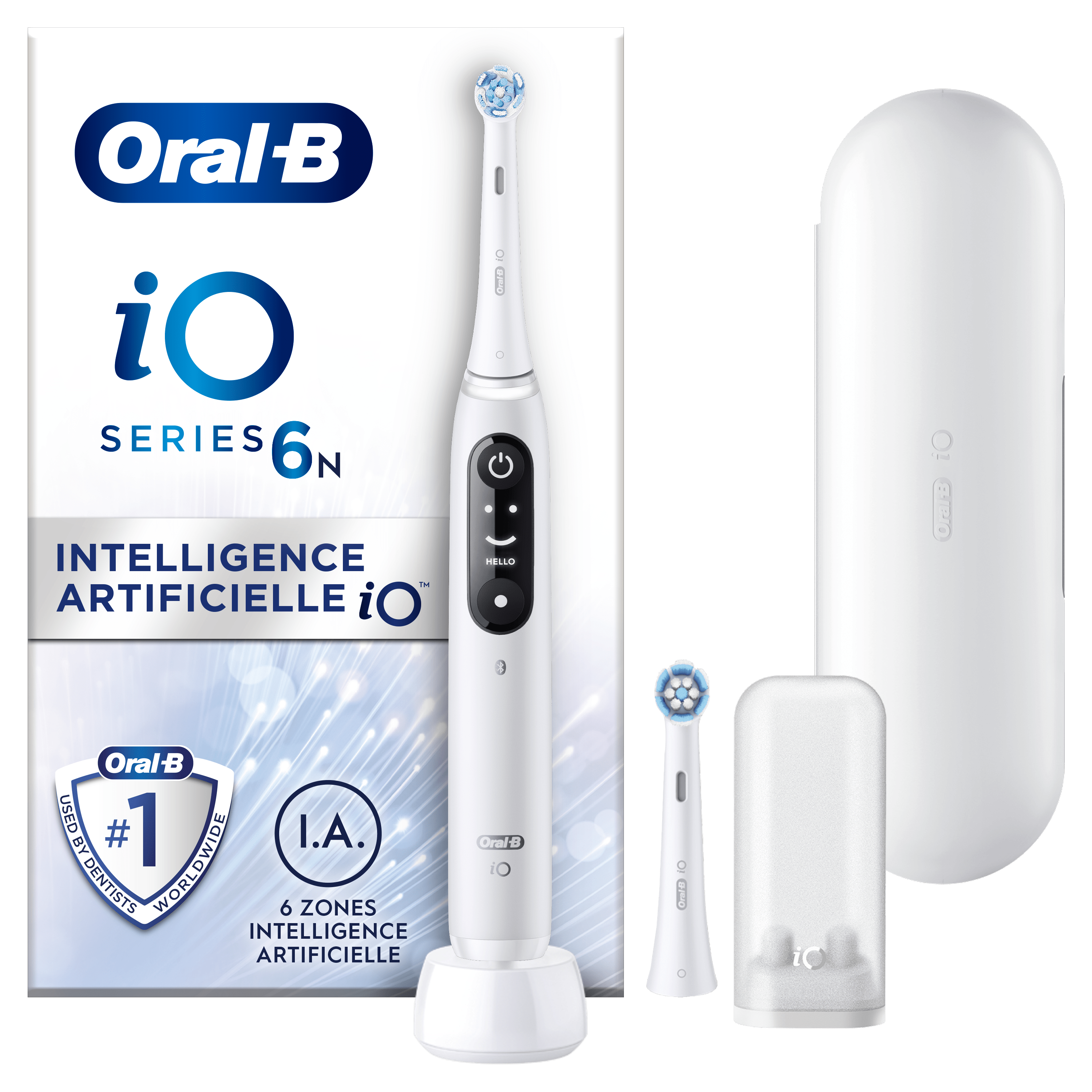 Oral-B iO 6 Blanche Brosse à dents électrique avec 2 brossettes