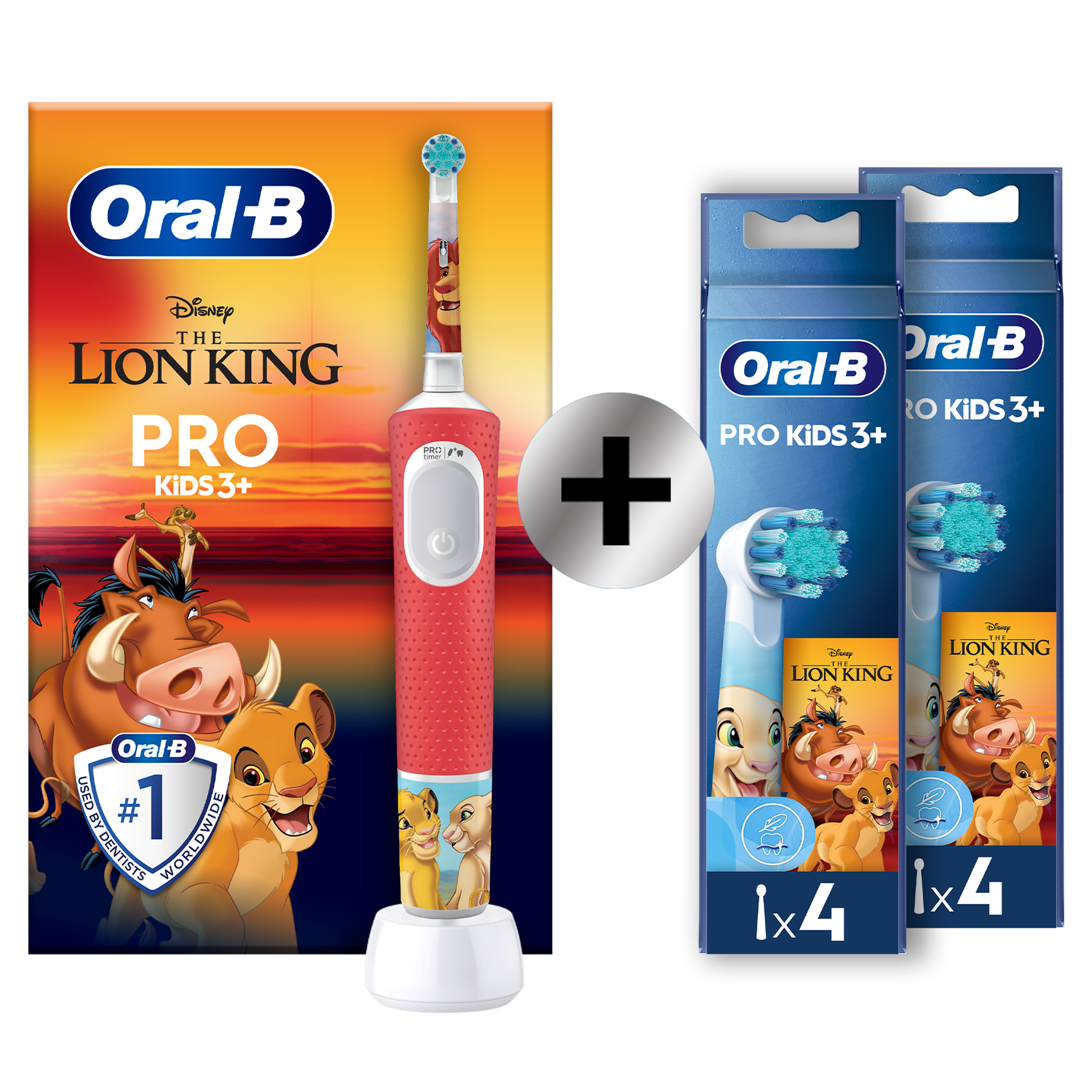 Brosse À Dents Électrique Oral-B Pro Kids 1 Manche Disney Le Roi Lion, 8 Brossettes , 3 Ans et Plus