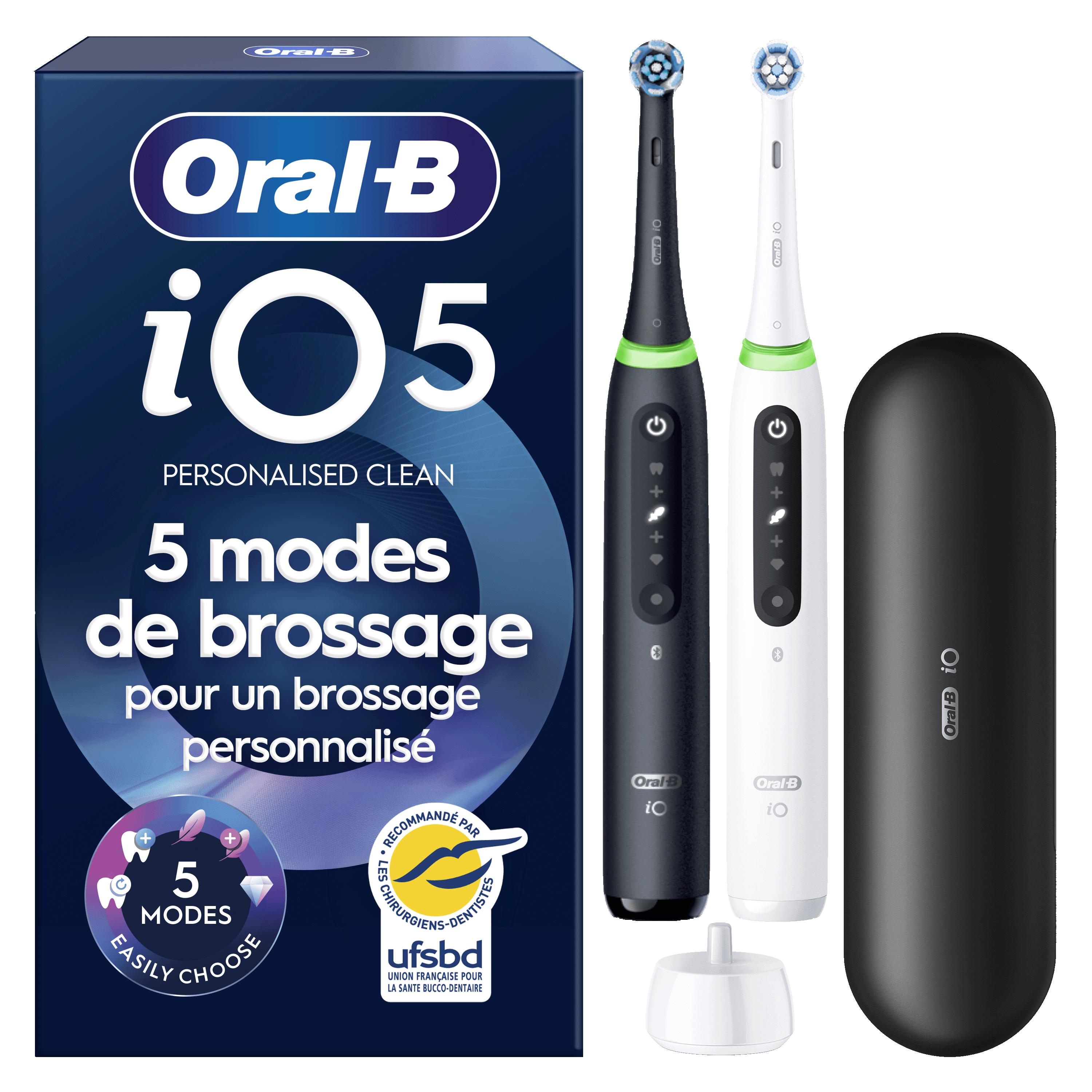 Oral-B iO 5 Pack 2 brosses à dents électriques avec brossettes