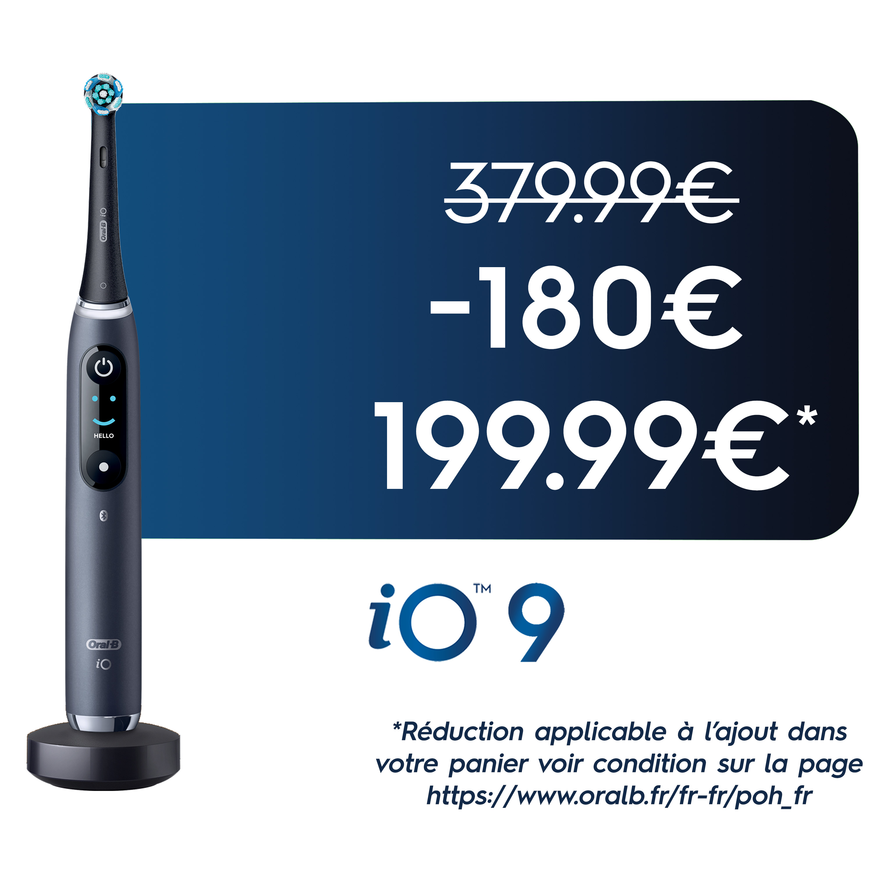 Oral-B iO9 Noire Brosse à dents électrique avec 3 brossettes