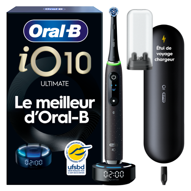 Oral-B iO 10 Noire Brosse à dents électrique avec brossette: retailer-supplied image