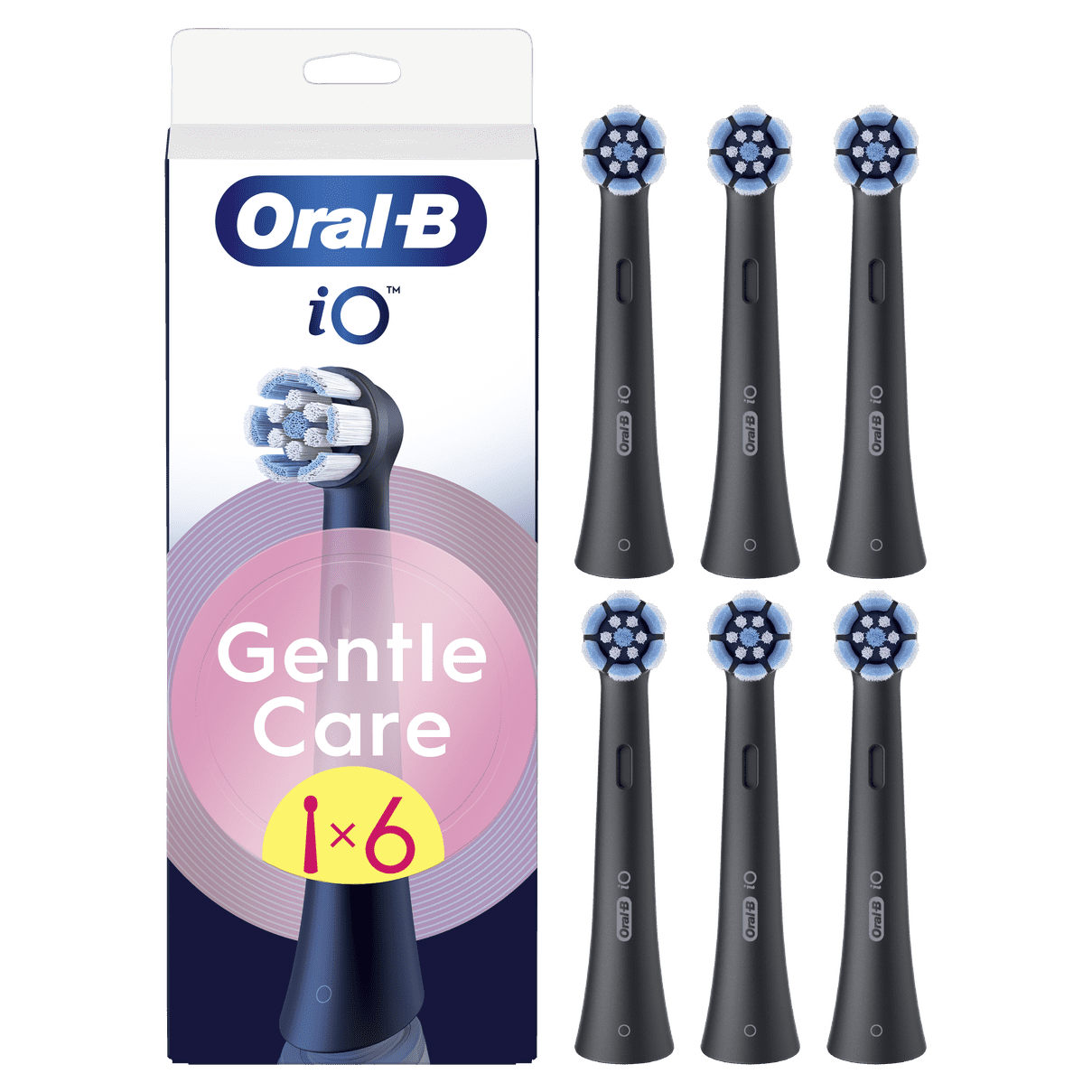 Oral-B Pack de 6 brossettes iO Gentle Care Noires (18 mois): retailer-supplied image