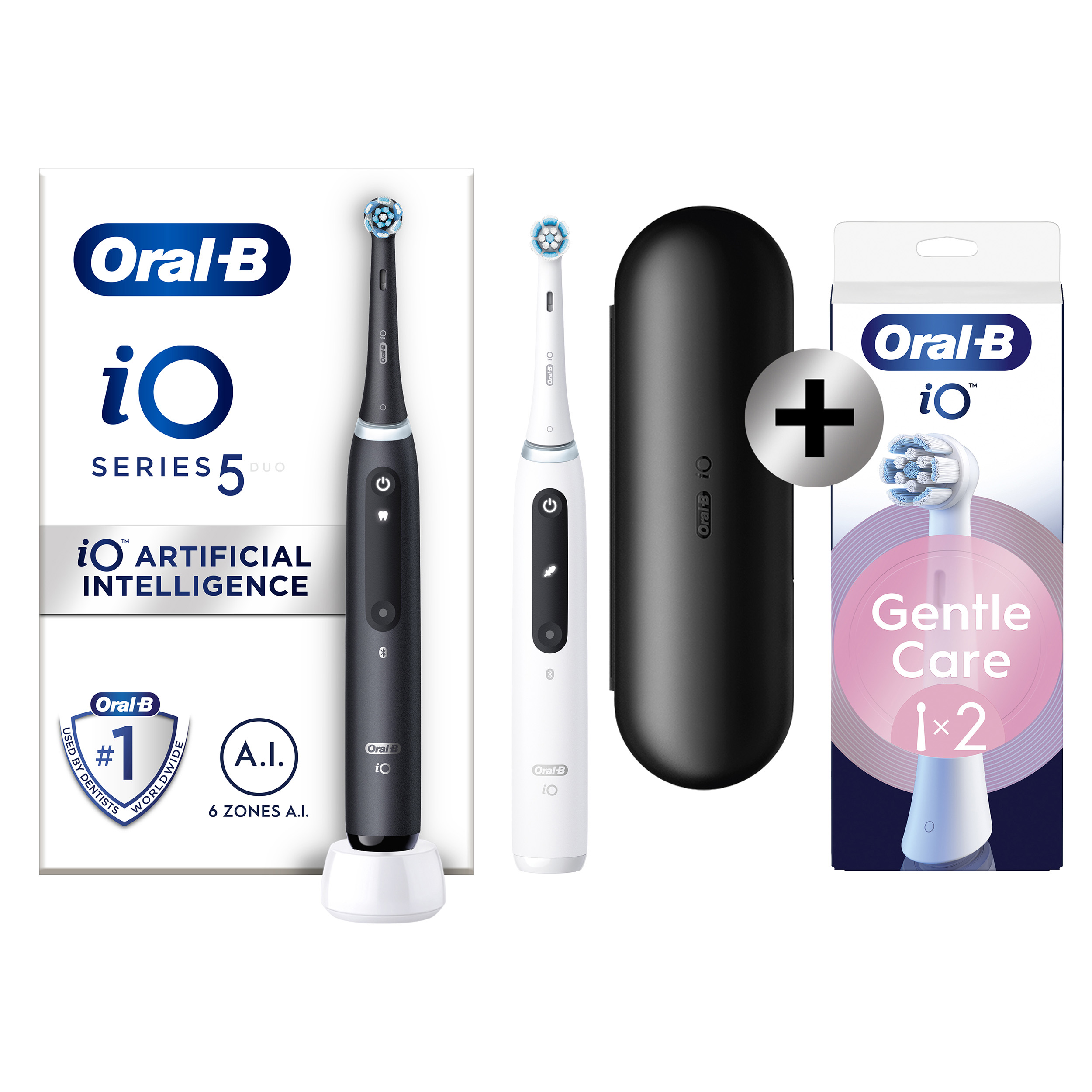 Oral-B iO 5 Pack 2 brosses à dents électriques avec brossettes + 2 brossettes
