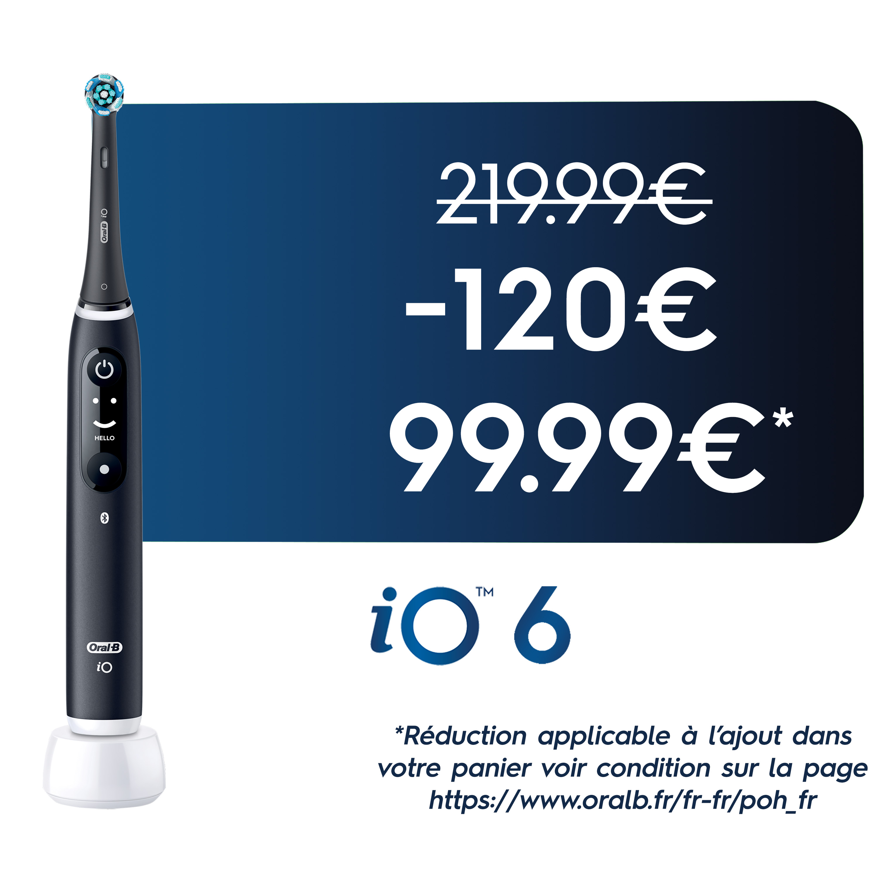 Oral-B iO6 Noire Brosse à dents électrique avec 3 brossettes