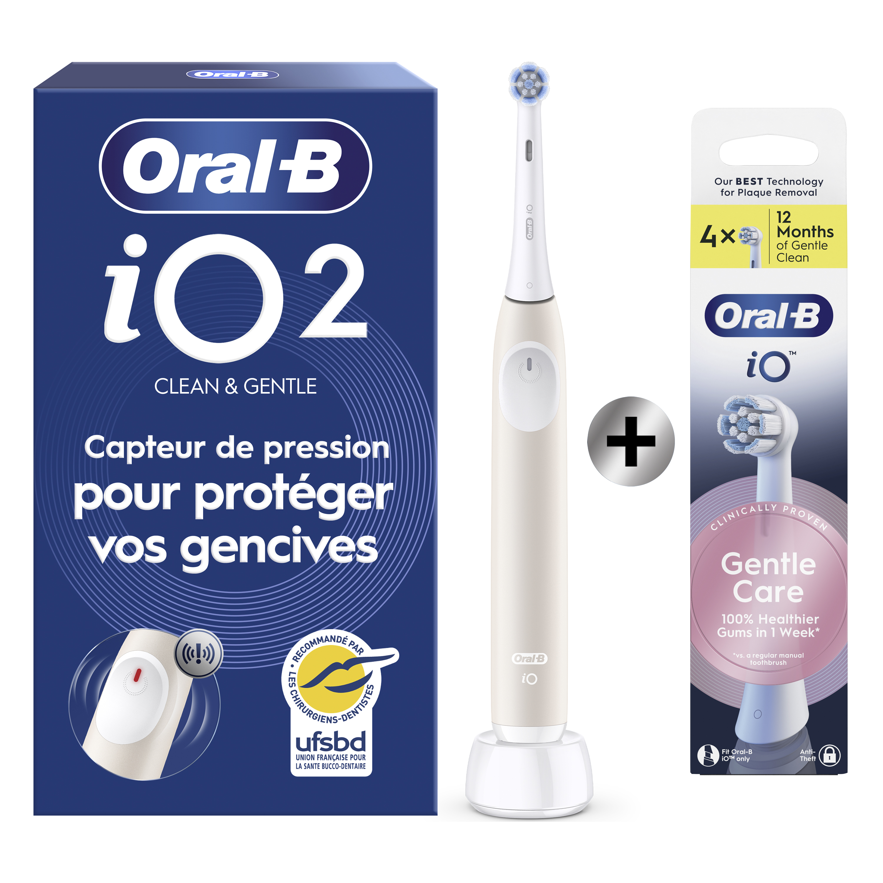 Oral-B iO2 Brosse À Dents Électrique Rose Clair Avec Brossette + 4 Brossettes: retailer-supplied image