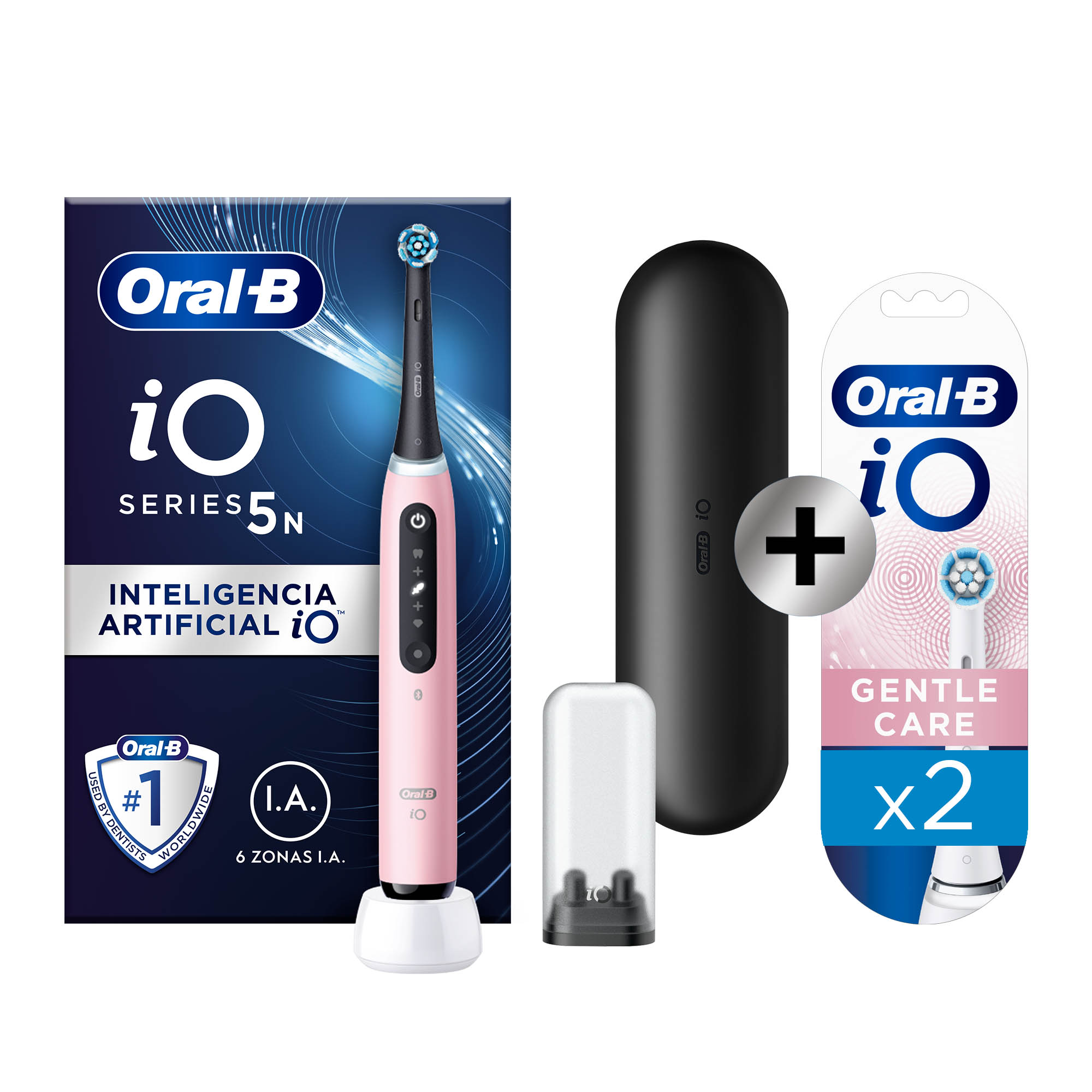 Oral-B iO 5 Rose Brosse à dents électrique avec brossette + 2 brossettes