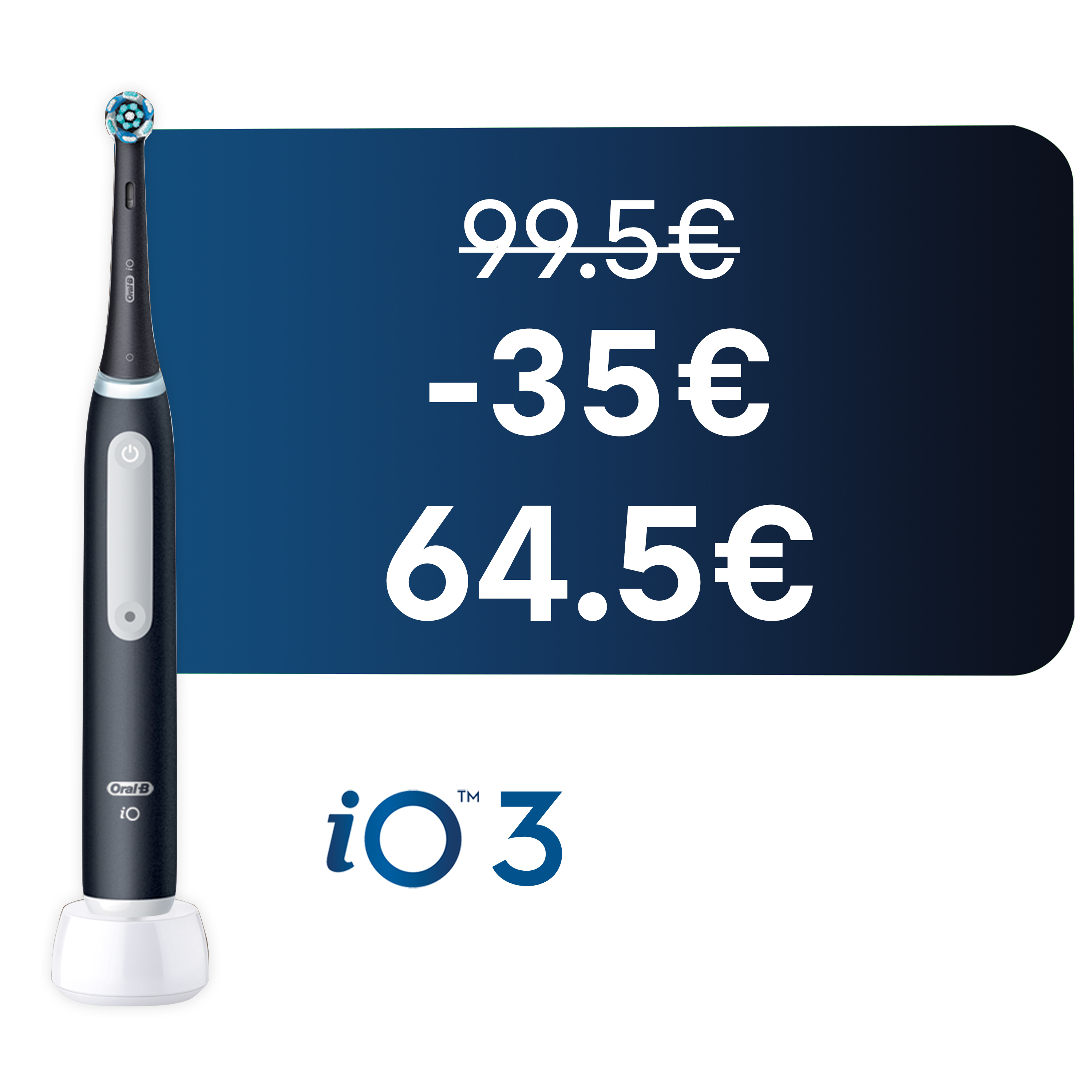 Oral-B iO3 Noire brosse à dents électrique avec 3 brossettes