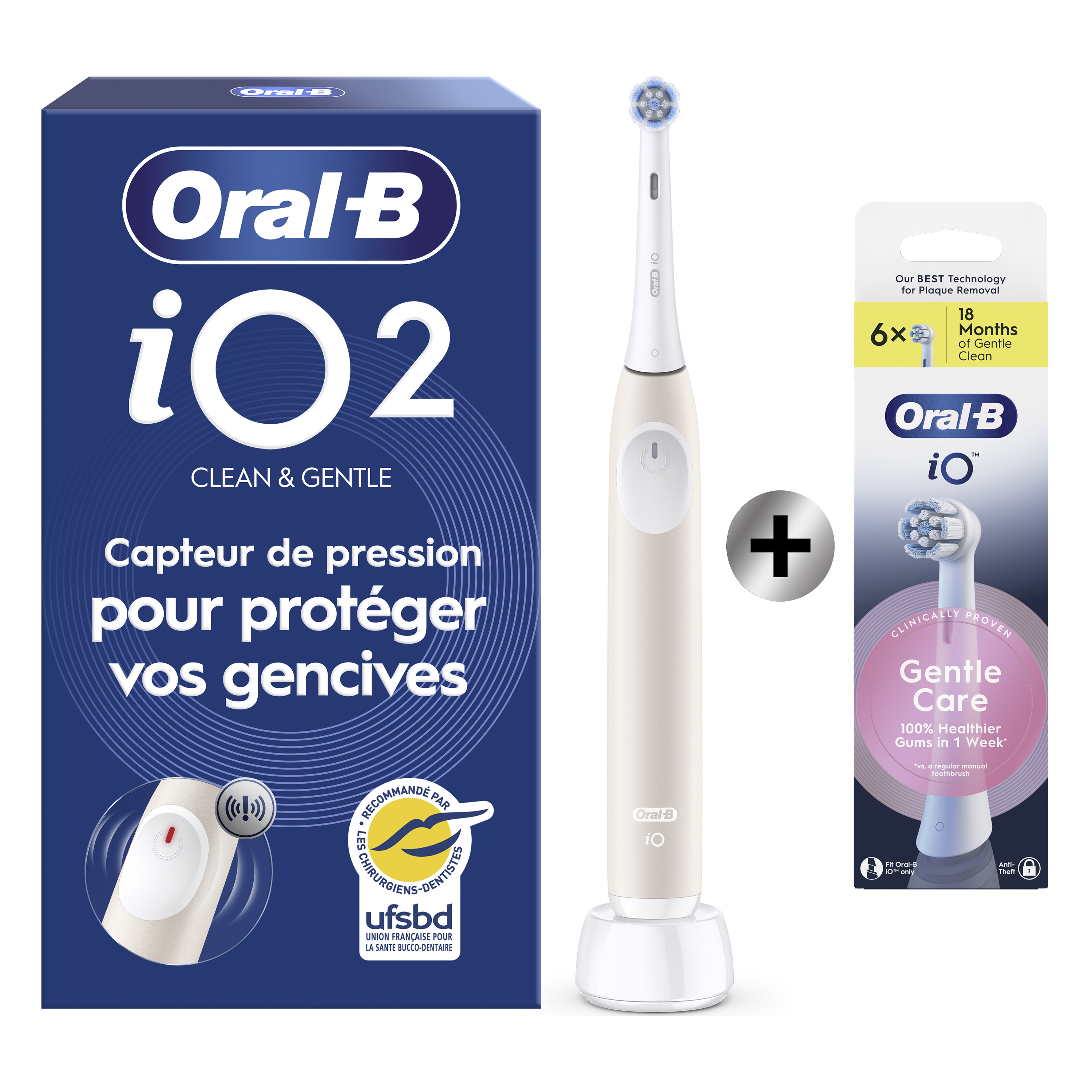 Oral-B iO2 Brosse À Dents Électrique Rose Clair Avec Brossette + 6 Brossettes: retailer-supplied image