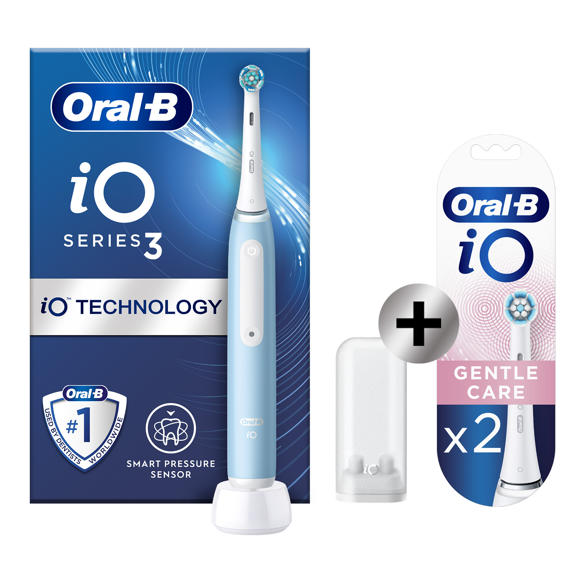 Oral-B iO 3 Bleue Brosse à dents électrique avec brossette + 2 brossettes