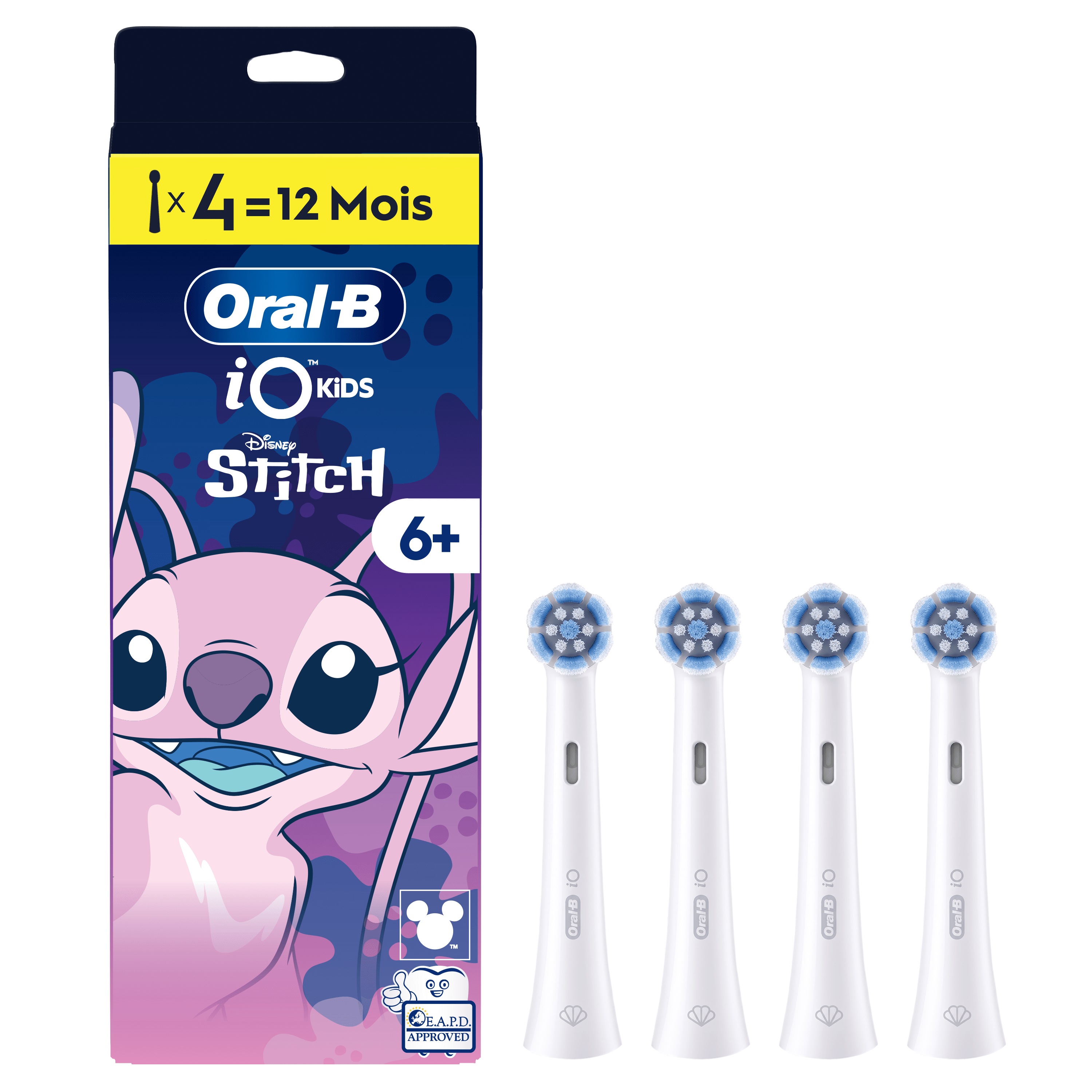 Oral-B iO Kids Têtes de Brosse à Dents Électrique Disney Angel -Lilo & Stitch 6+, Douce Pour Les Dents Qui Bougent Et…: retailer-supplied image