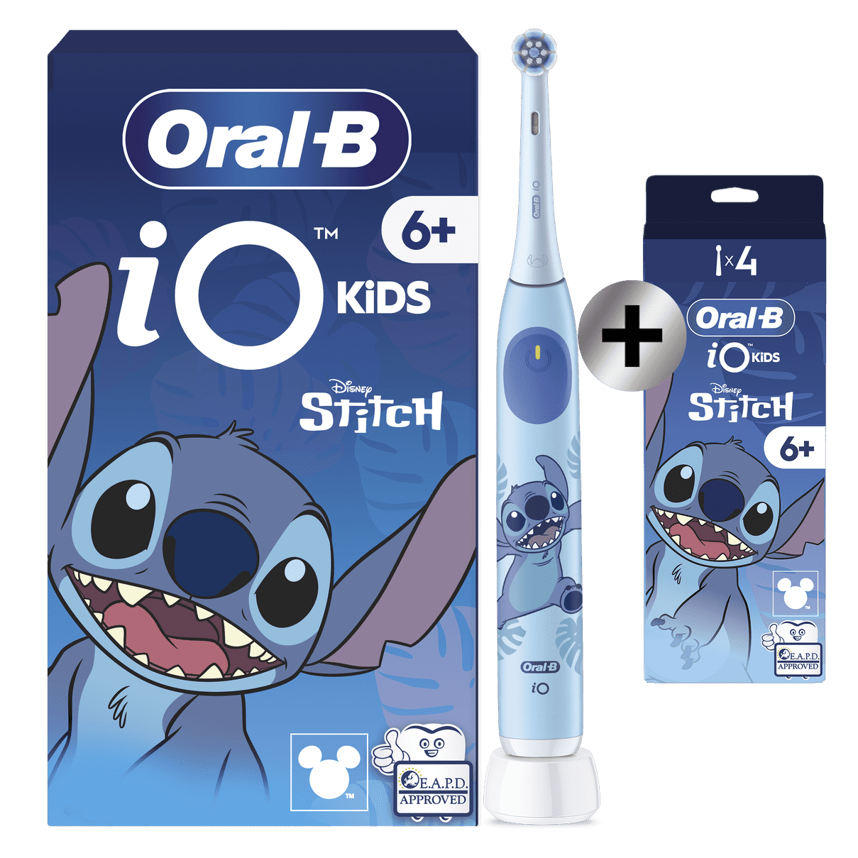 Oral-B iO Kids Disney Stitch Brosse À Dents Électrique, 1 Brossette, 3 Modes Avec Mode Douceur Pour Enfants + 4…: retailer-supplied image