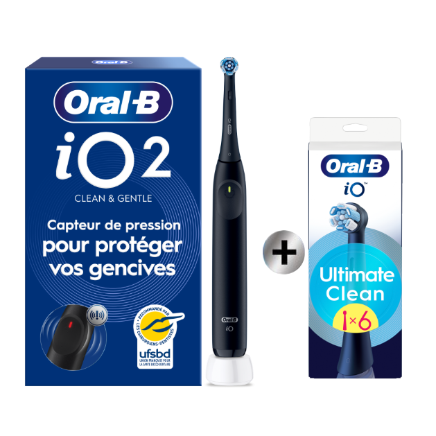 Oral-B iO2 Brosse À Dents Électrique Noire Avec Brossette + 6 Brossettes: retailer-supplied image