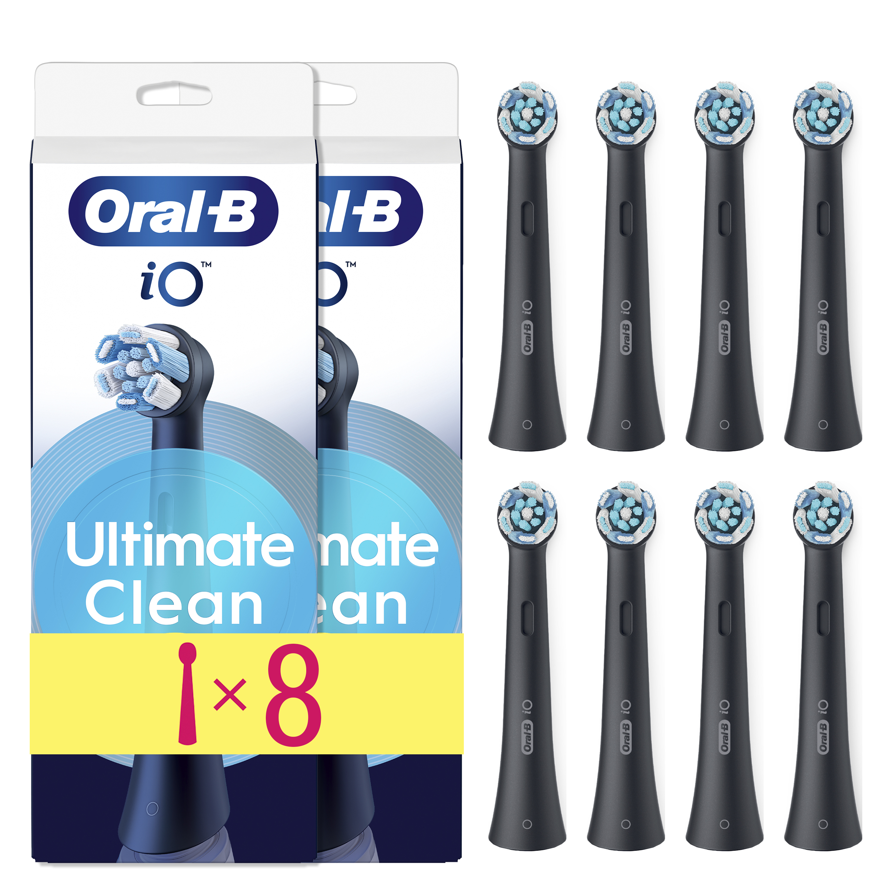 Oral-B iO - 8 brossettes Ultimate Clean Noires - 24 mois