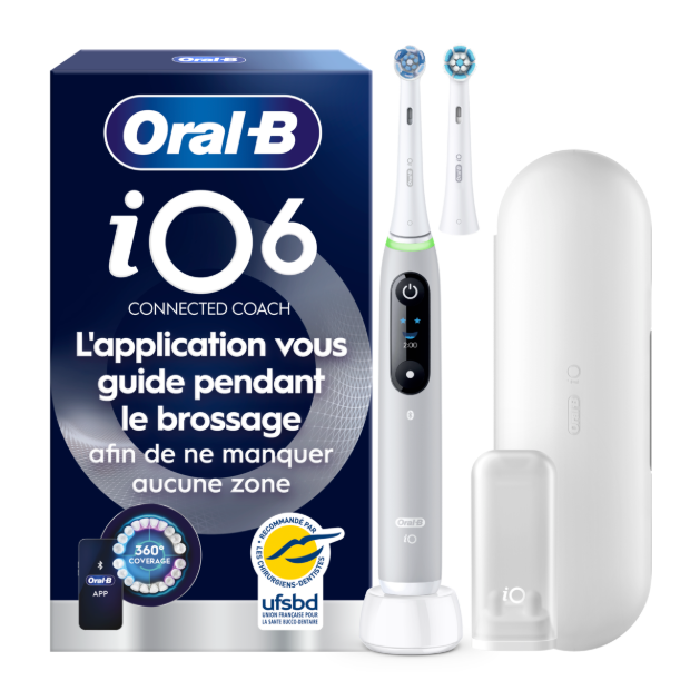 Oral-B iO6 Grise Edition Limitée - Brosse À Dents Électrique avec 2 têtes de brosse: retailer-supplied image