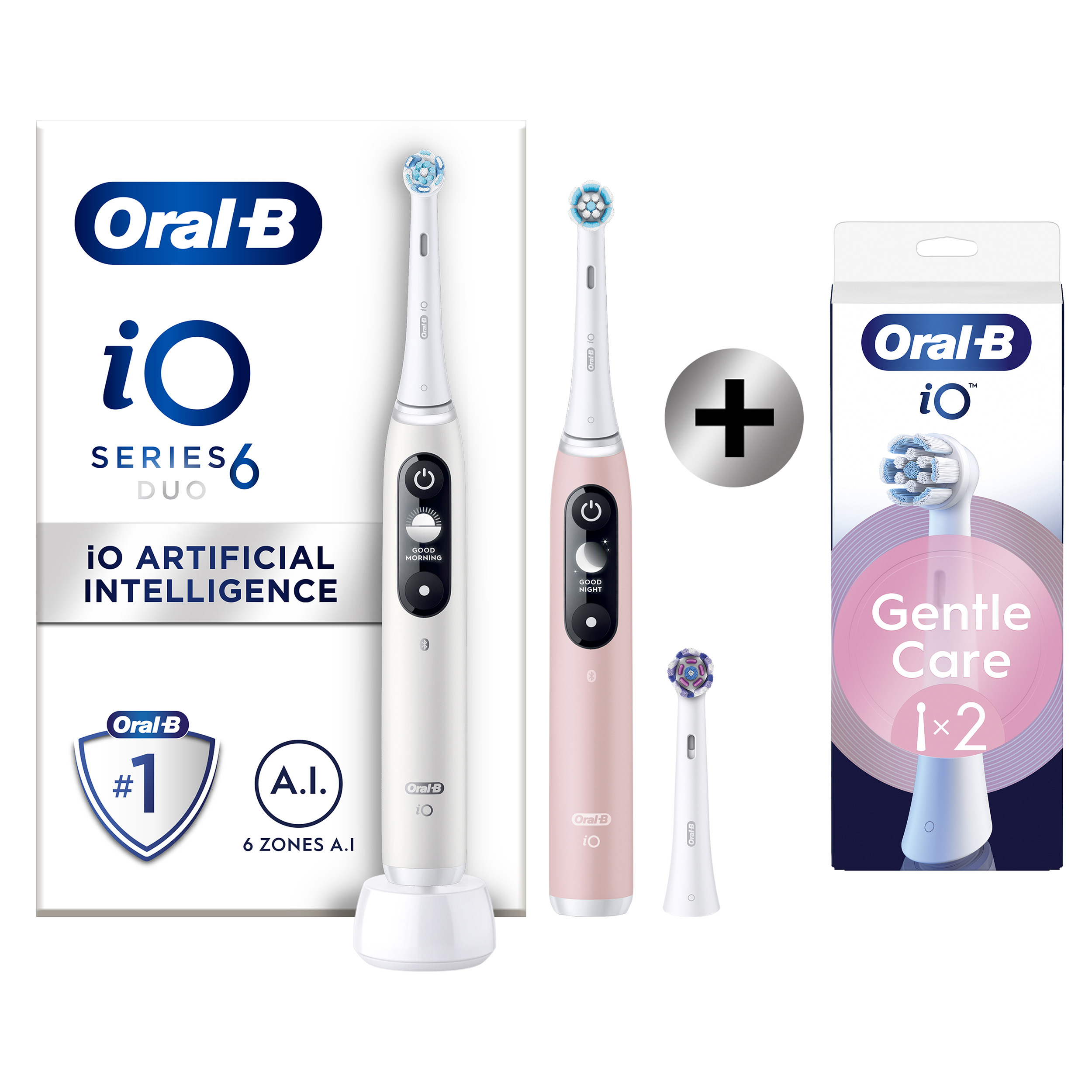 Oral-B iO 6 Pack 2 brosses à dents électriques avec 3 brossettes + 2 brossettes