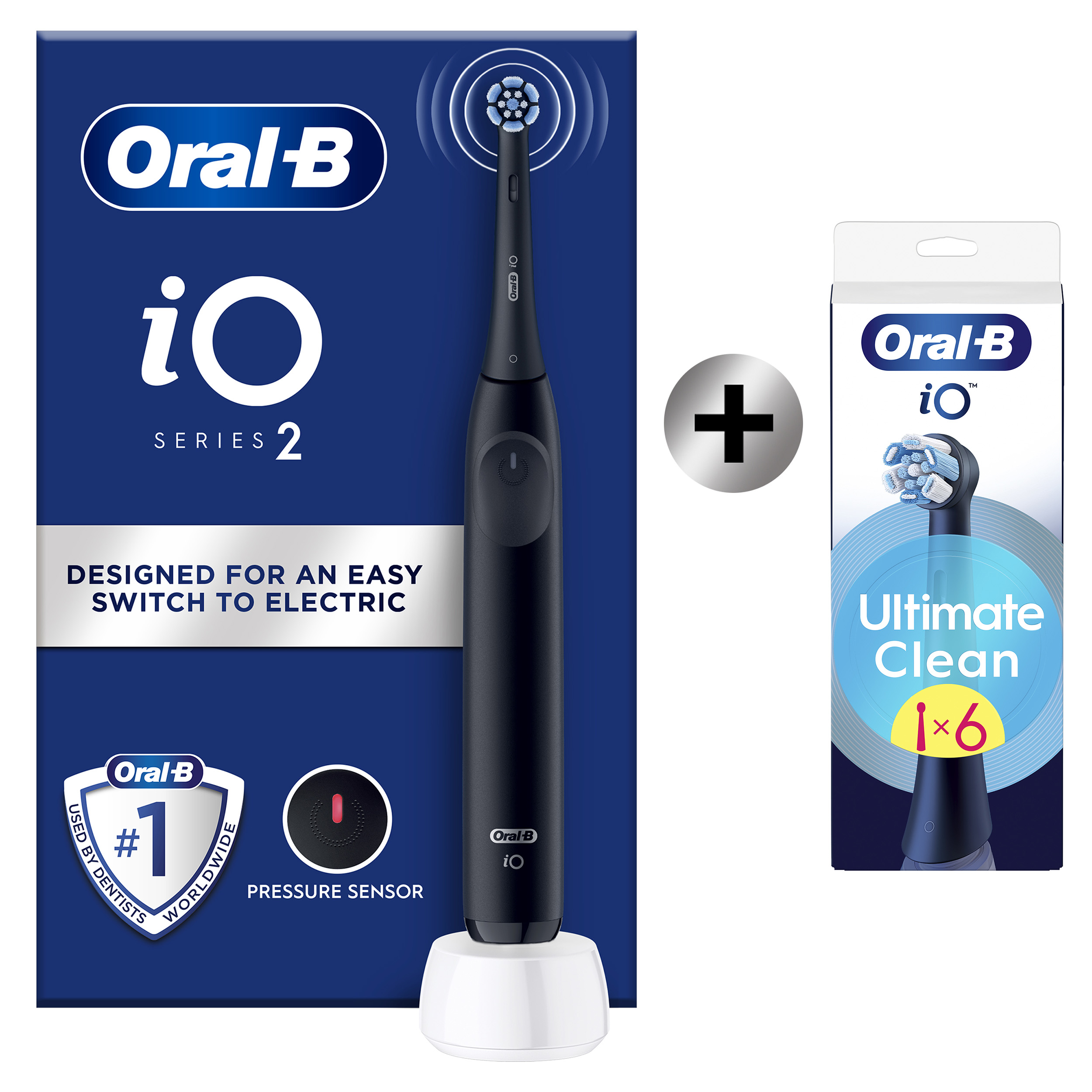 Oral-B iO2 Brosse À Dents Électrique Noire, 1 Brossette