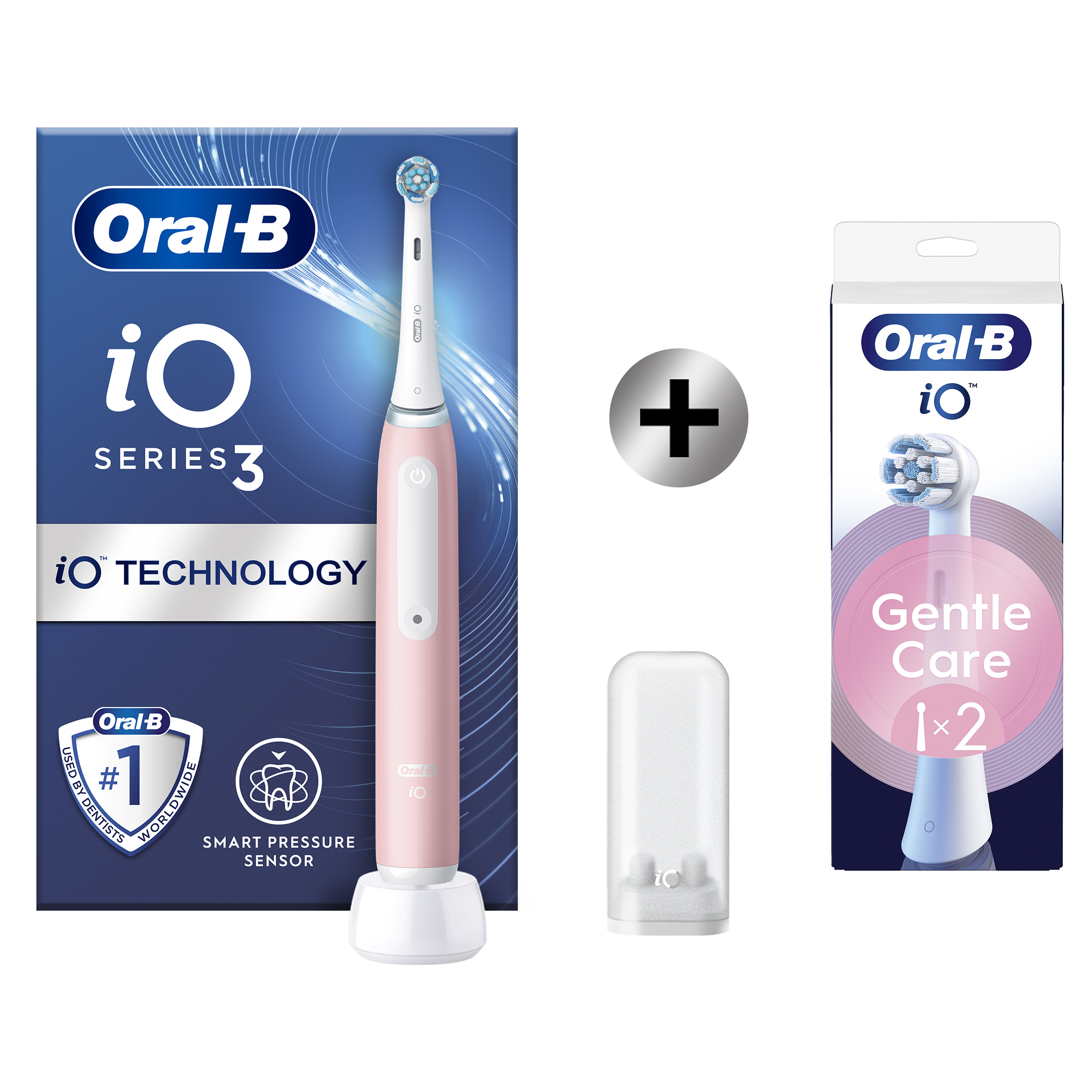 Oral-B iO 3 Rose Brosse à dents électrique avec brossette + 2 brossettes