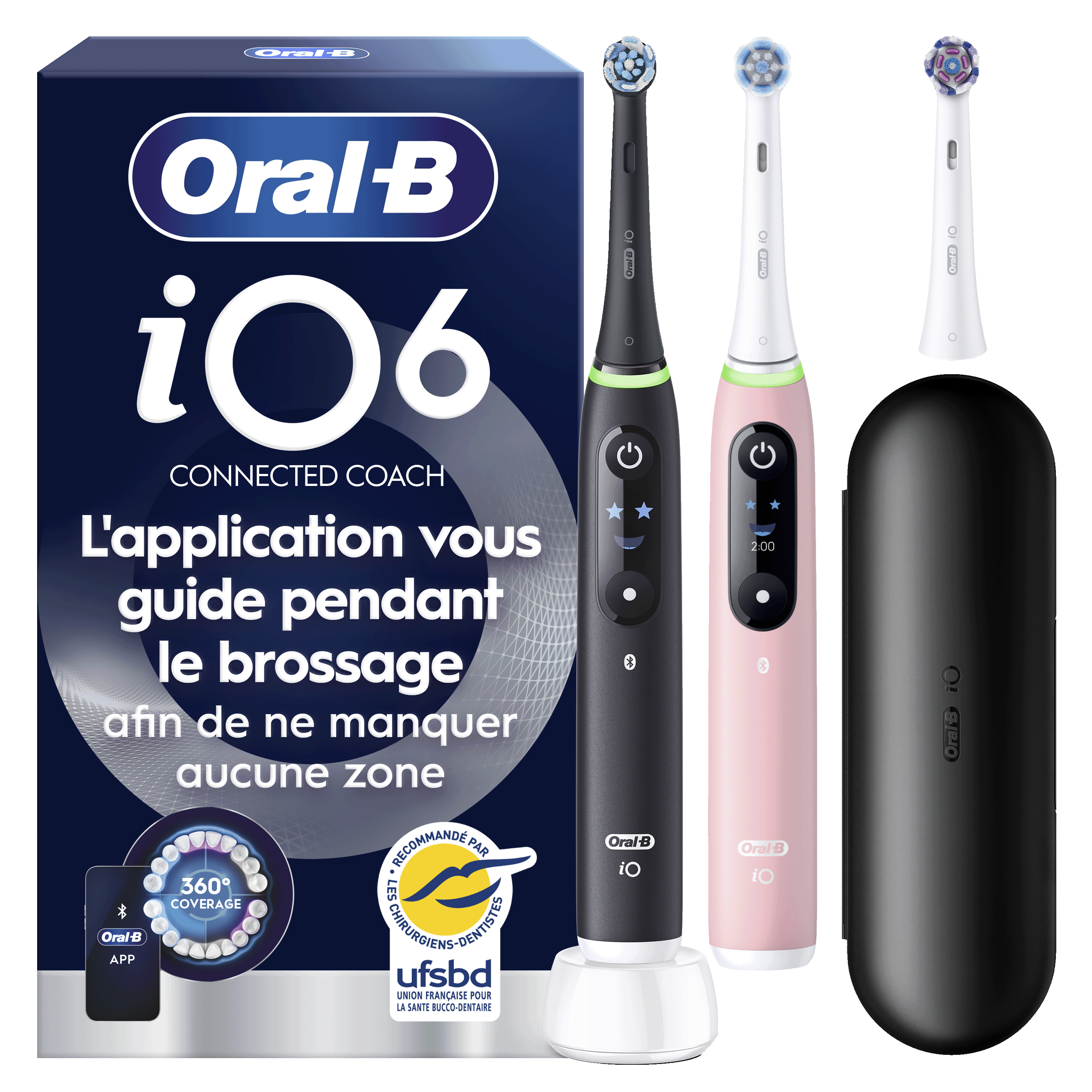 Oral-B iO 6 Pack 2 brosses à dents électriques avec 3 brossettes