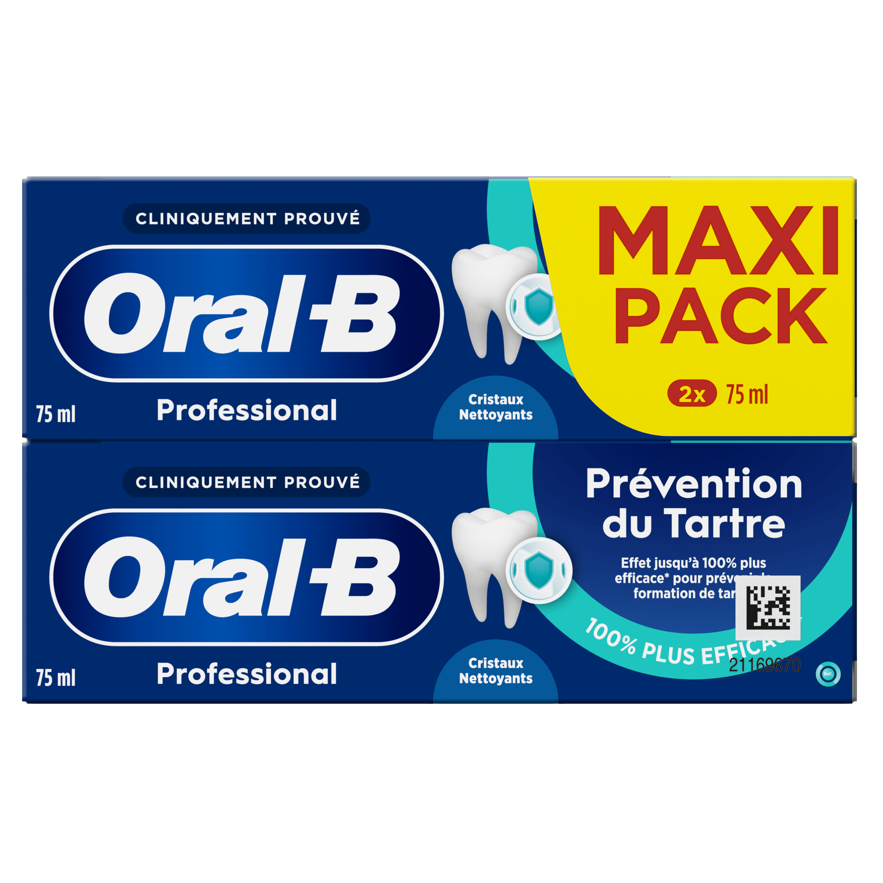 Dentifrice Oral-B Professional Prévention du Tartre Cristaux Nettoyants 2x75 ml