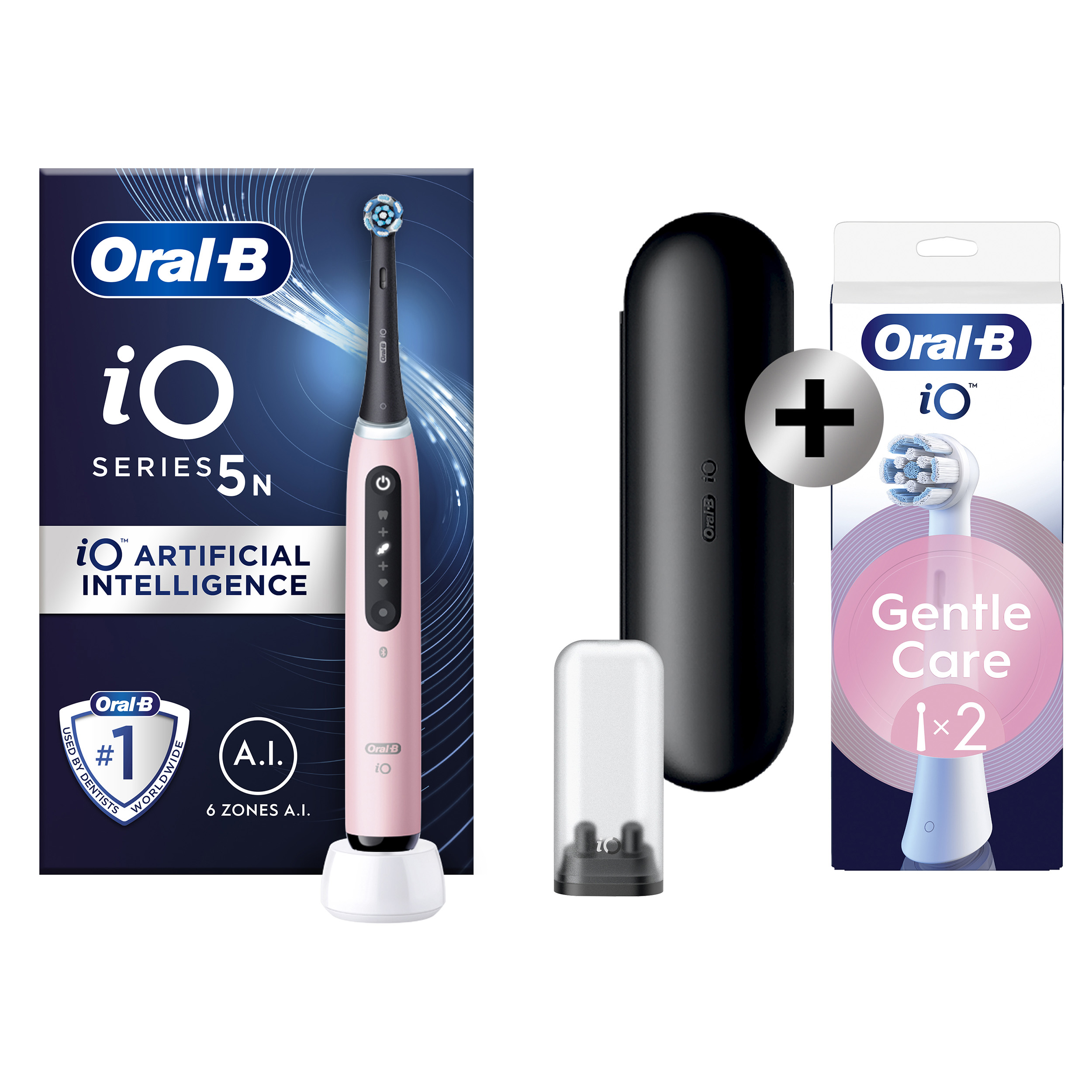 Oral-B iO 5 Rose Brosse à dents électrique avec brossette + 2 brossettes