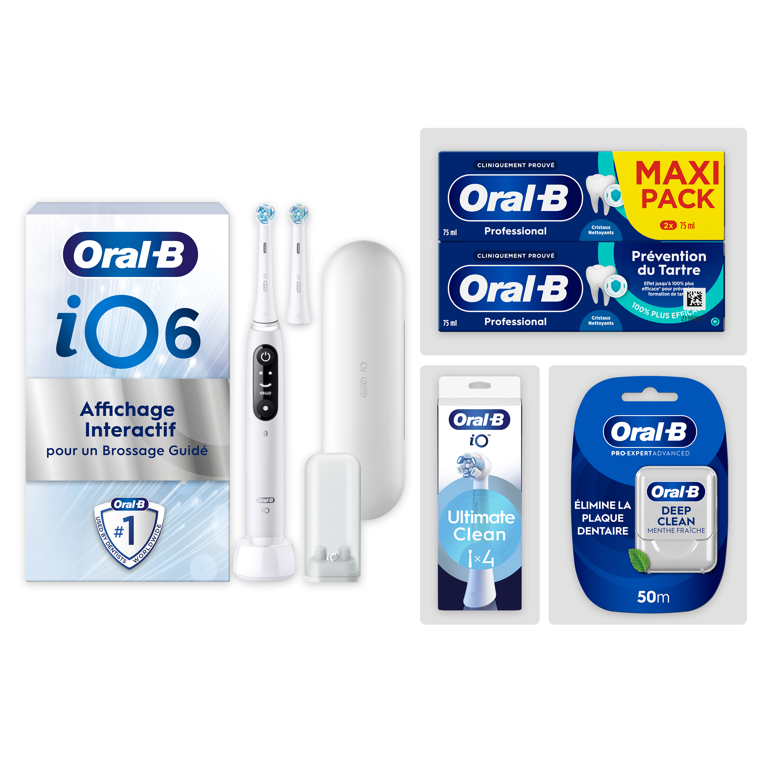 Oral-B iO6 Blanche Pack Routine Complète