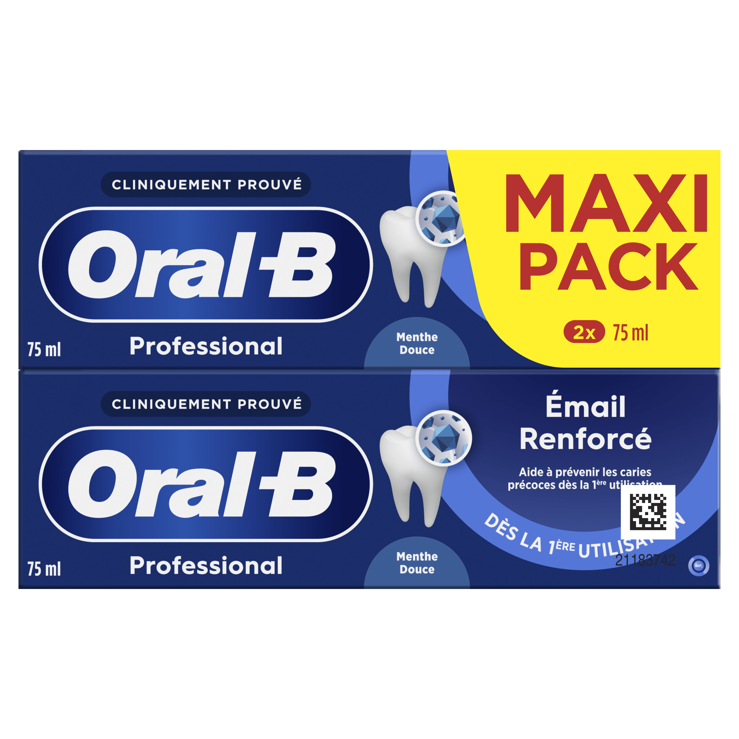 Dentifrice Oral-B Professional Émail Renforcé Menthe Douce 2x75 ml