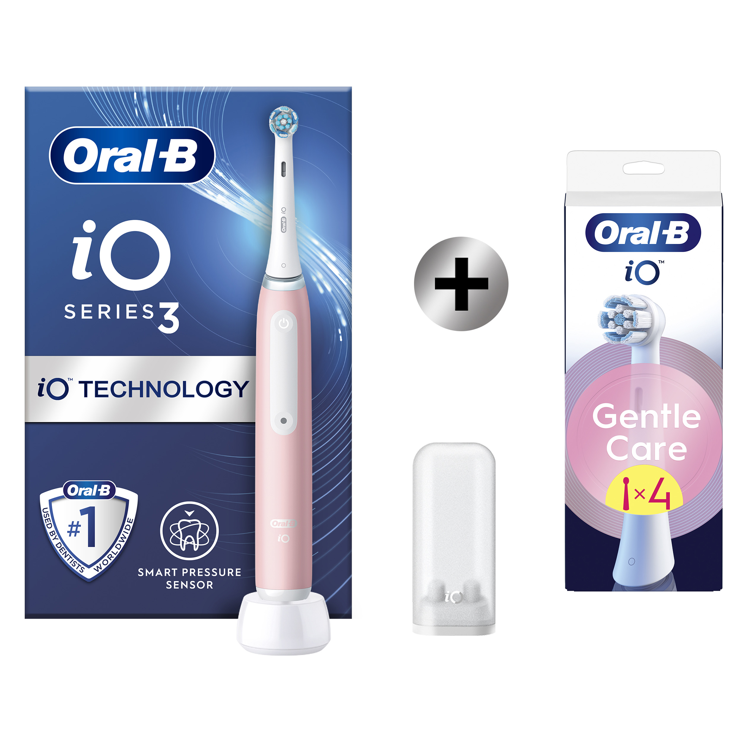 Oral-B iO 3 Rose Brosse à dents électrique avec brossette + 4 brossettes