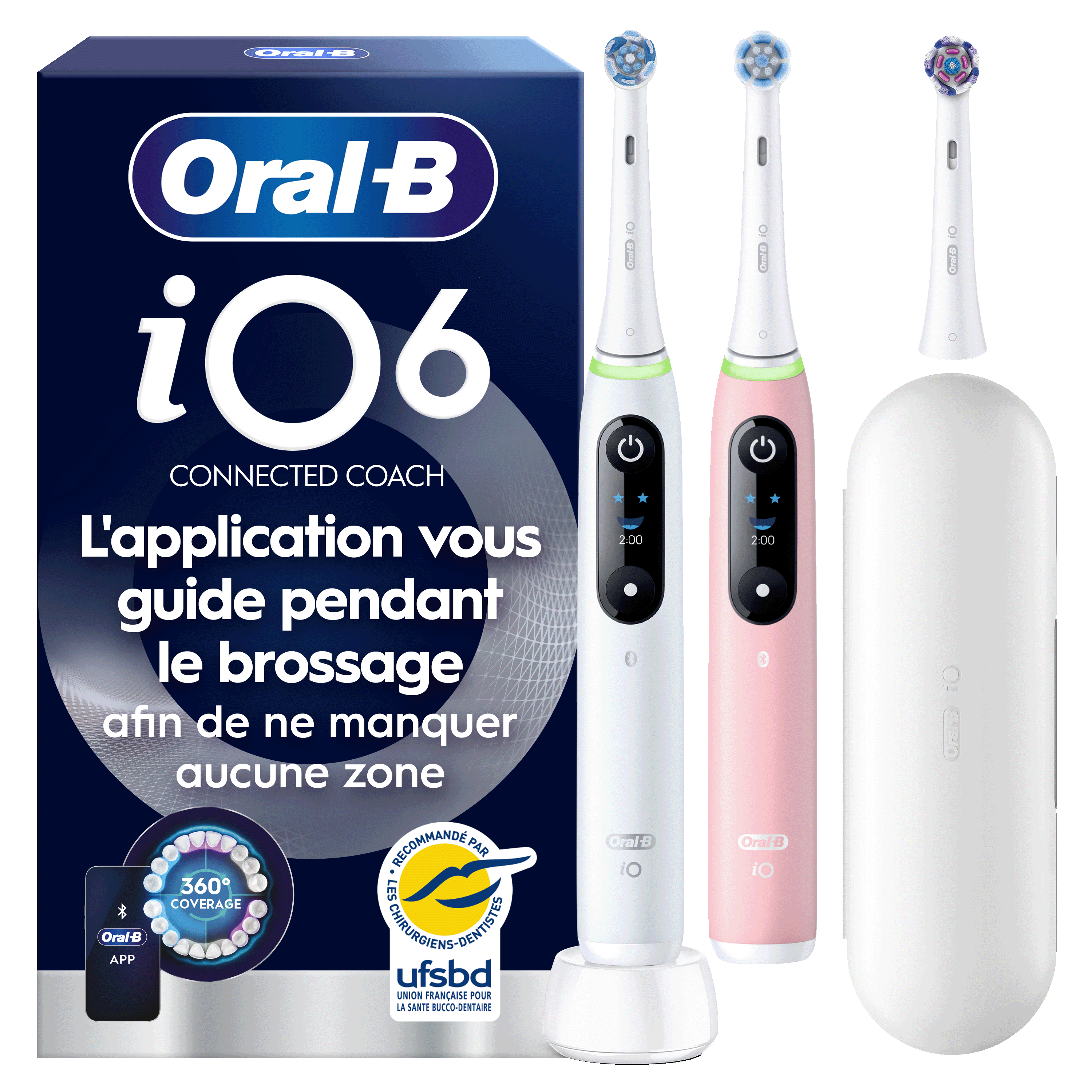 Oral-B iO 6 Pack 2 brosses à dents électriques avec 3 brossettes: retailer-supplied image