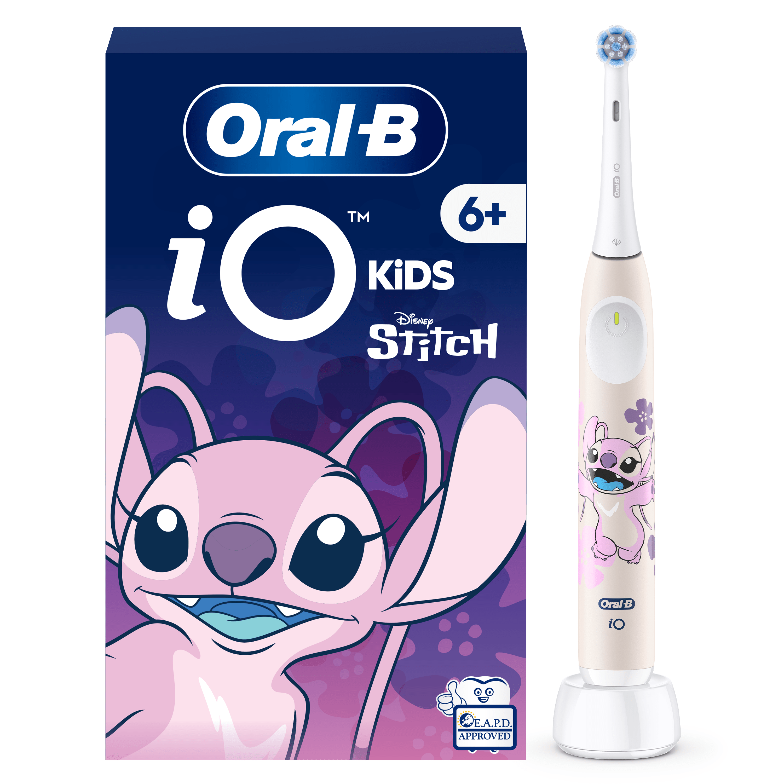 Oral-B iO Kids Disney Angel - Lilo & Stitch - Brosse à dents électrique, 1 Brossette: retailer-supplied image