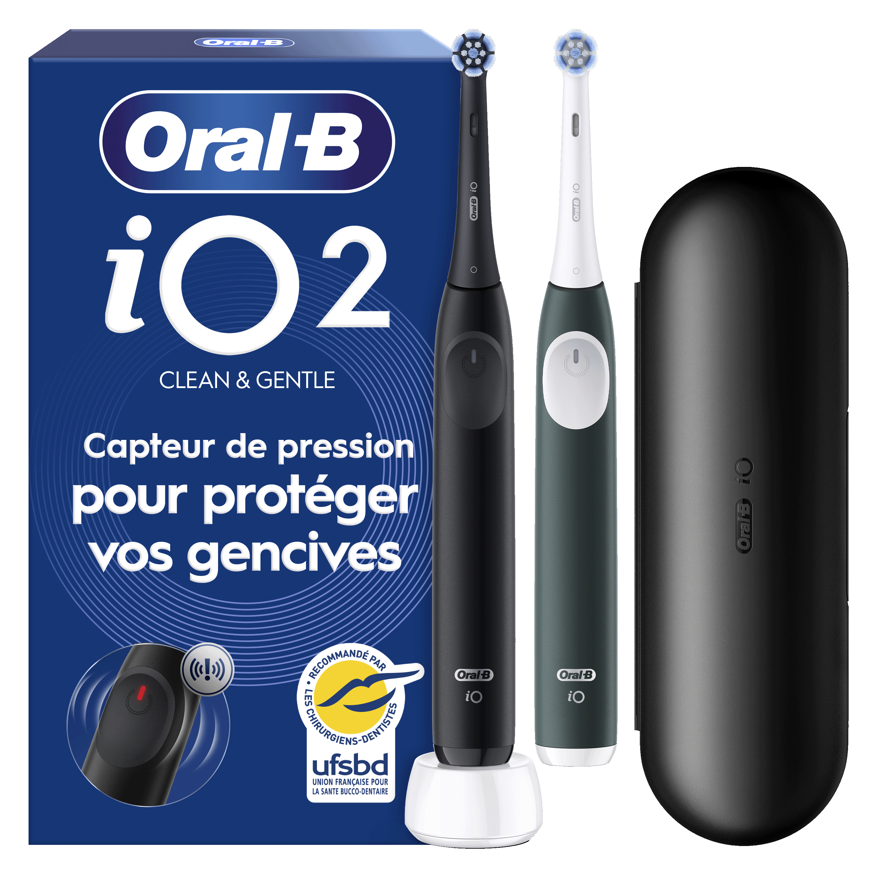 Oral-B iO 2 DUO Brosse à dents électrique | Pack de 2 pour couples ou famille | Noir Nuit & Vert Forêt | 2…: retailer-supplied image