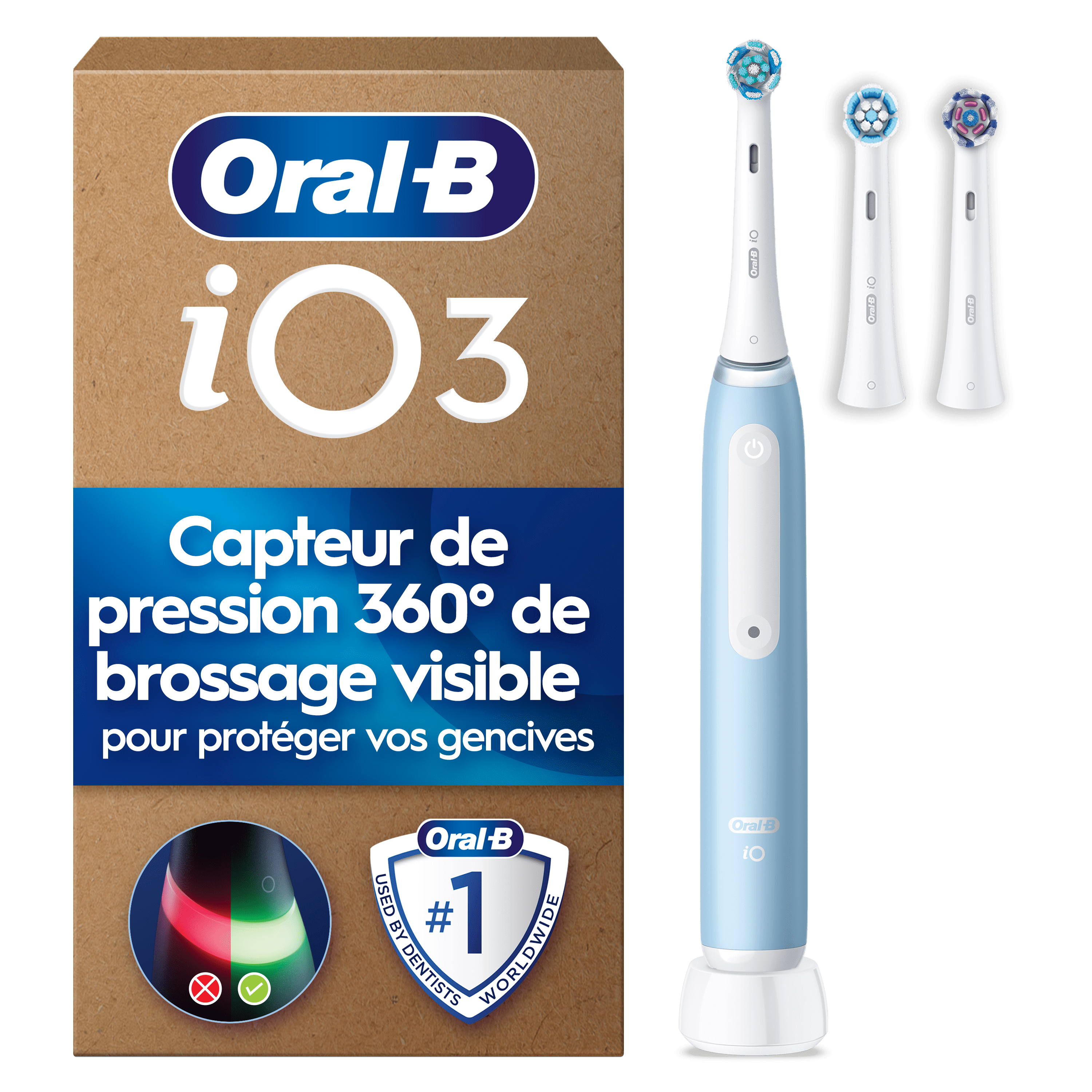 Brosse à dents électrique Oral-B iO 3, Bleue, 3 brossettes