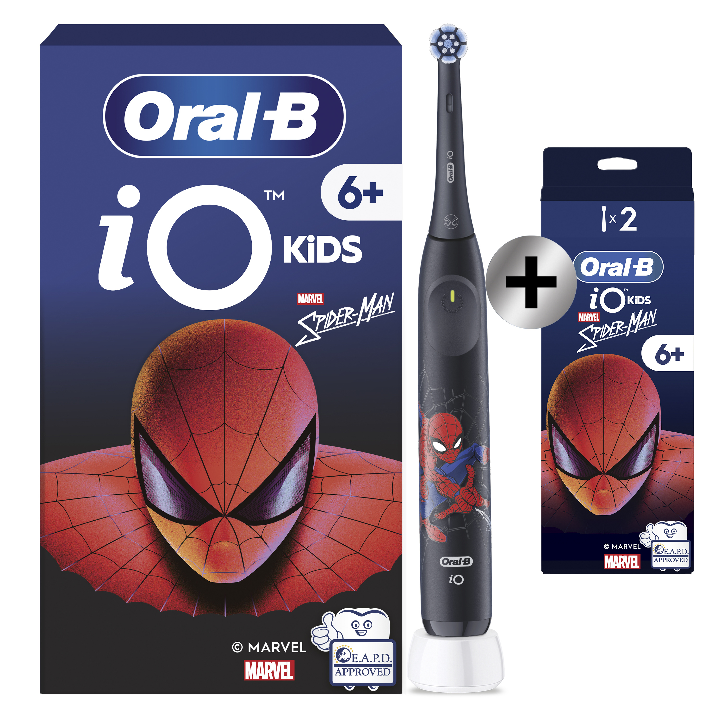 Oral-B iO Kids Marvel Spiderman Brosse À Dents Électrique, 1 Brossette, 3 Modes Avec Mode Douceur Pour Enfants + 2…: retailer-supplied image