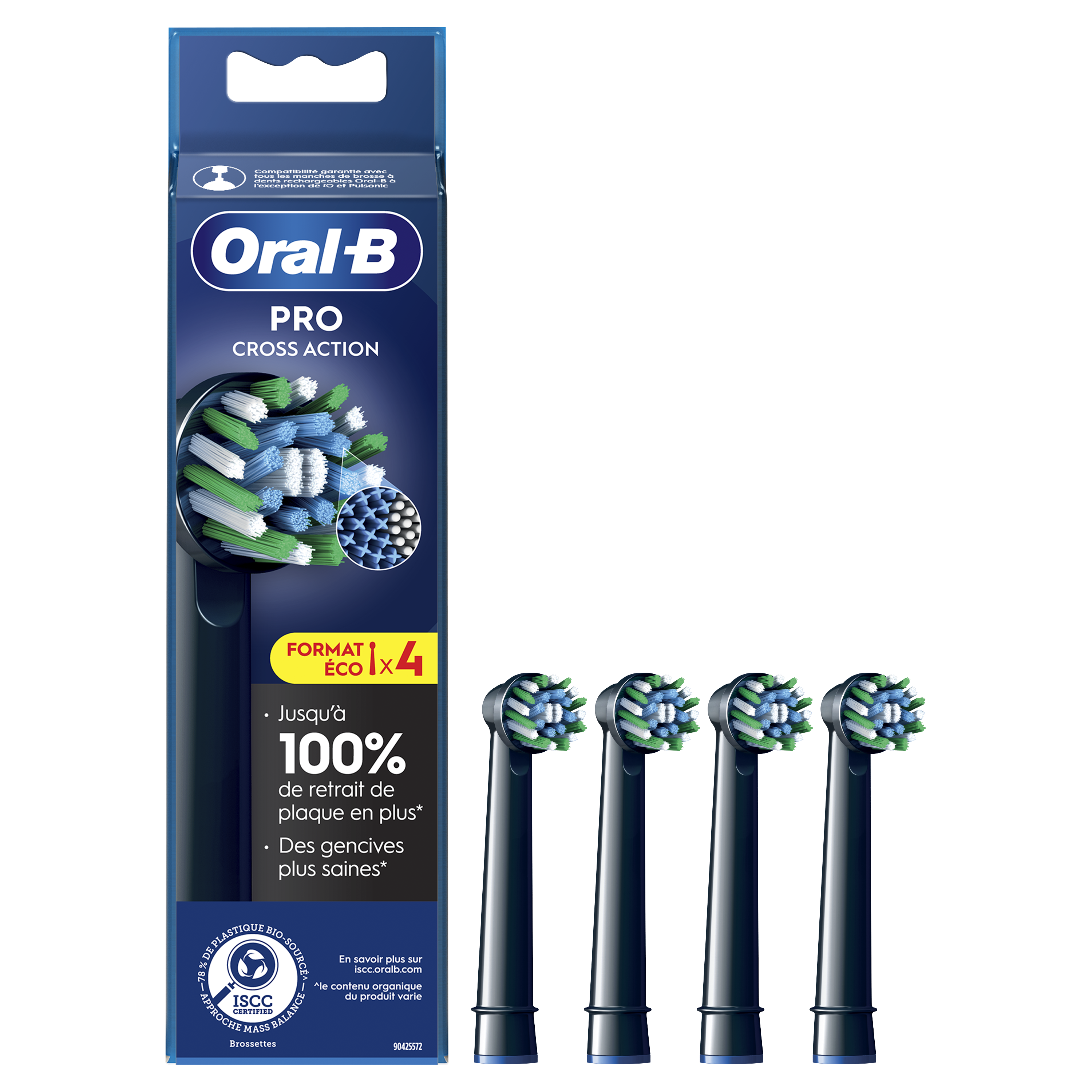 Oral-B Pro Cross Action Noire Brossettes Pour Brosse À Dents, Pack De 4 Unités