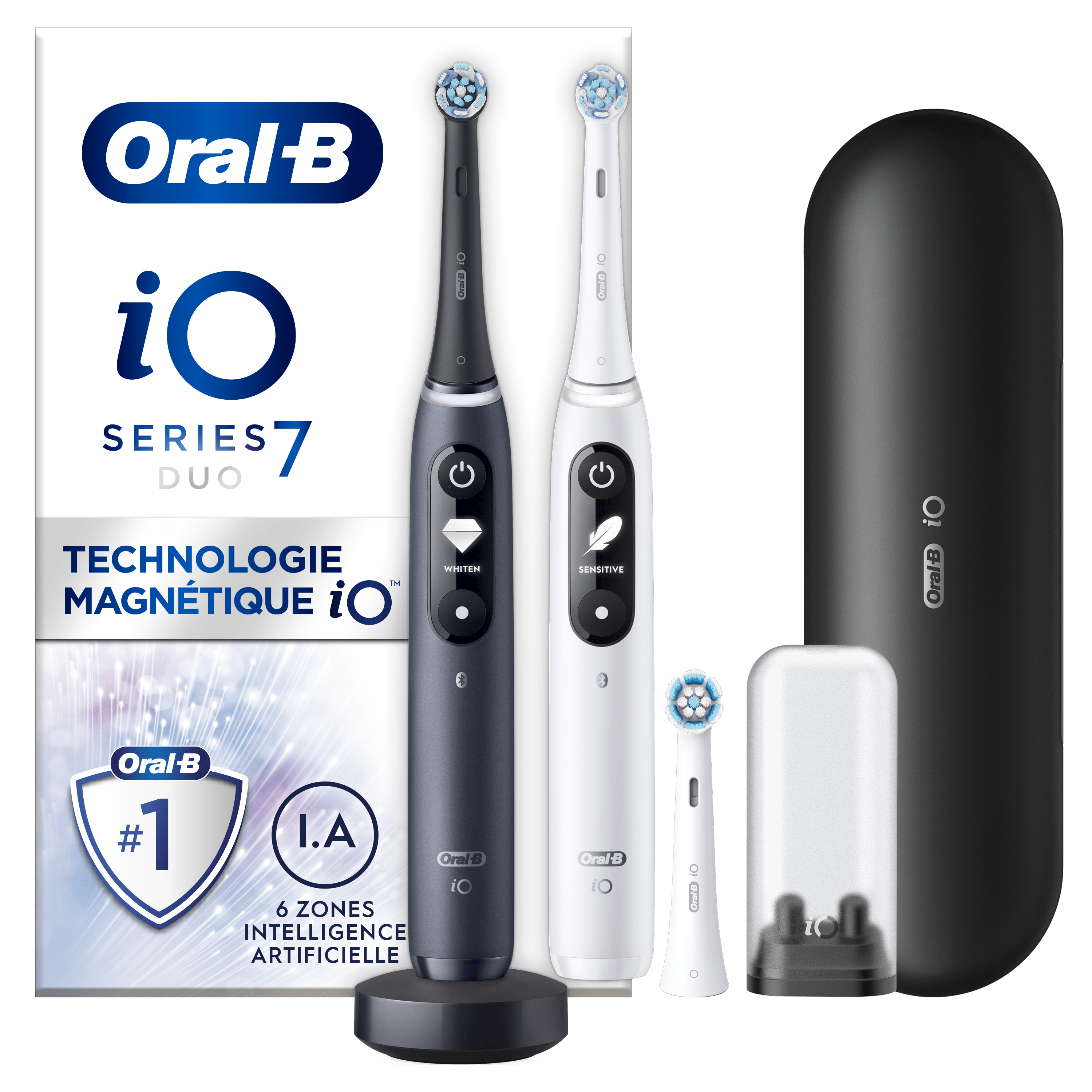 Oral-B iO 7 Pack 2 brosses à dents électriques avec 3 brossettes