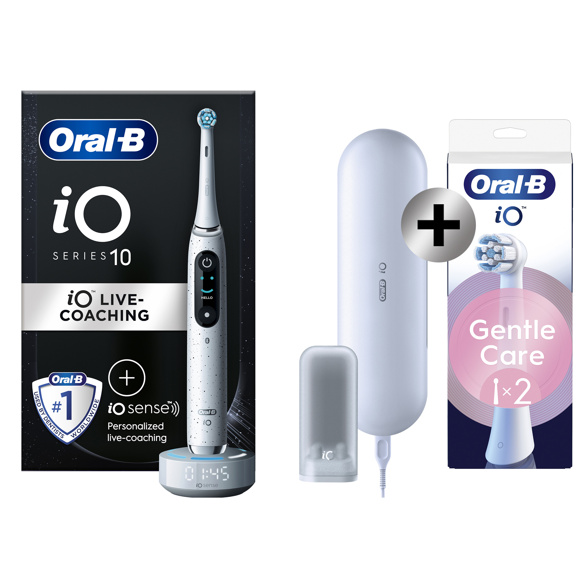 Oral-B iO 10 Blanche Brosse à dents électrique avec brossette + 2 brossettes