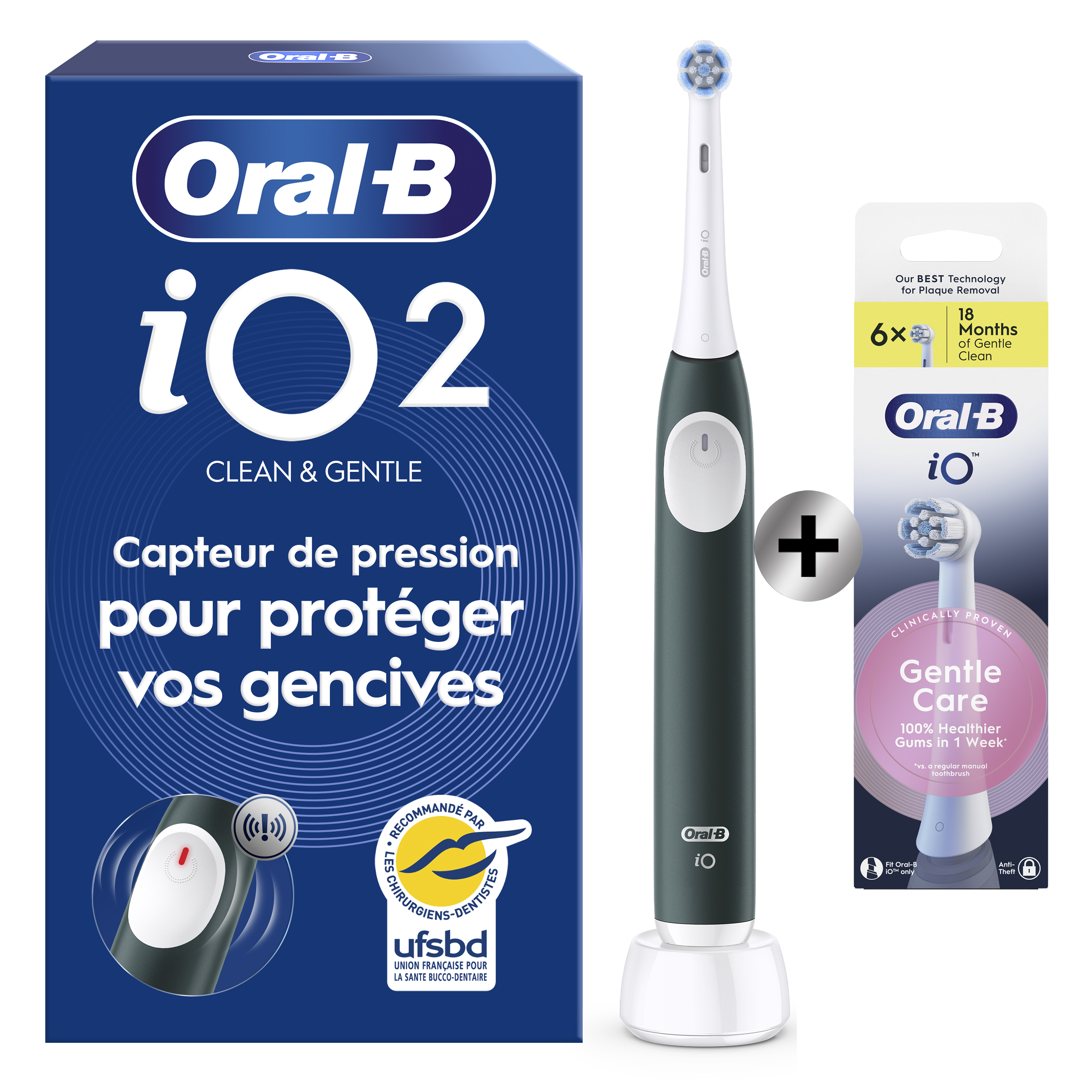 Oral-B iO2 Brosse À Dents Électrique Vert Forêt Avec Brossette + 6 Brossettes: retailer-supplied image
