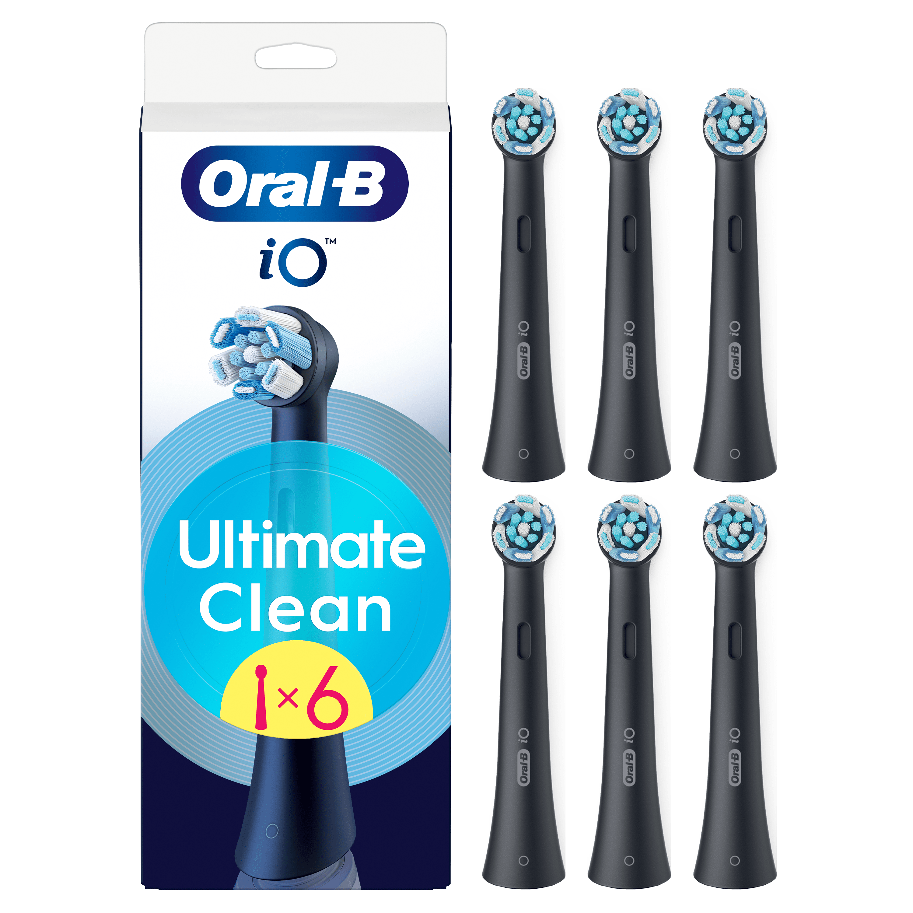 Oral-B iO, pack de 6 têtes de brosse Ultimate Clean, pour un nettoyage ultime.