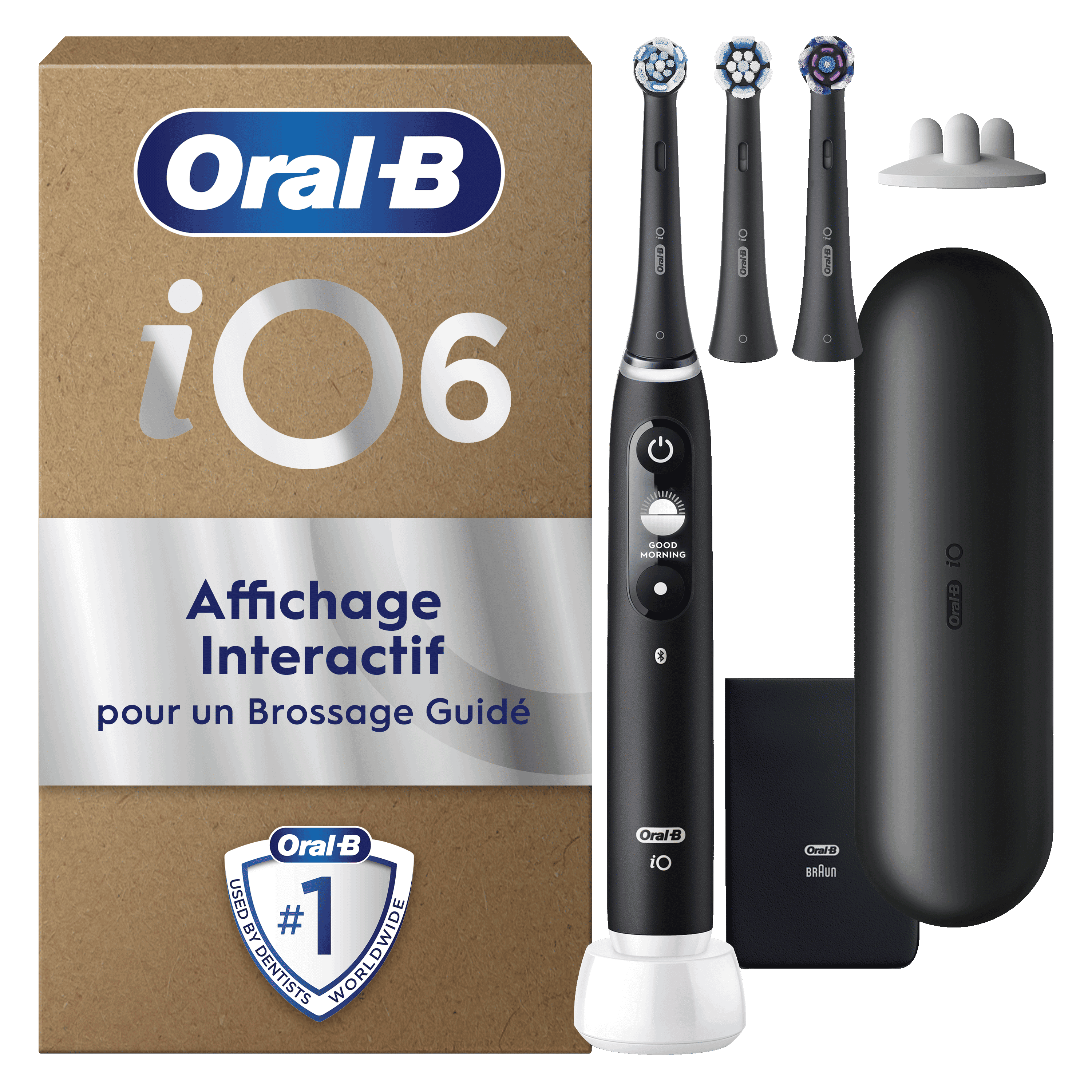 Oral-B iO6 Noire Brosse à dents électrique avec 3 brossettes