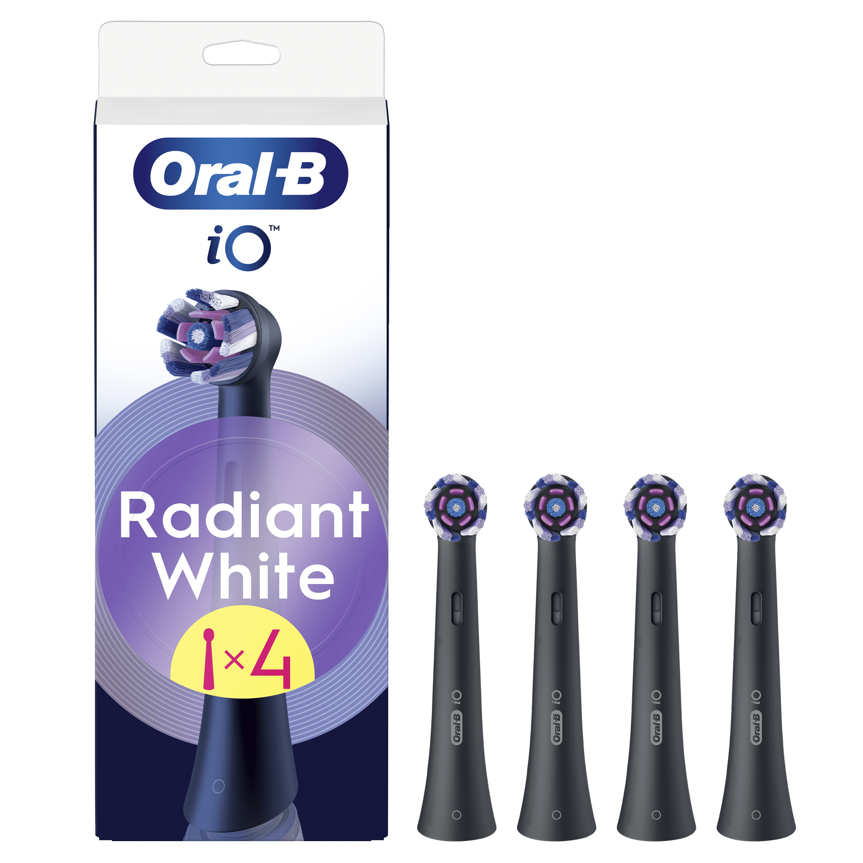 Oral-B iO - 4 brossettes Radiant White Noires - 12 mois: retailer-supplied image