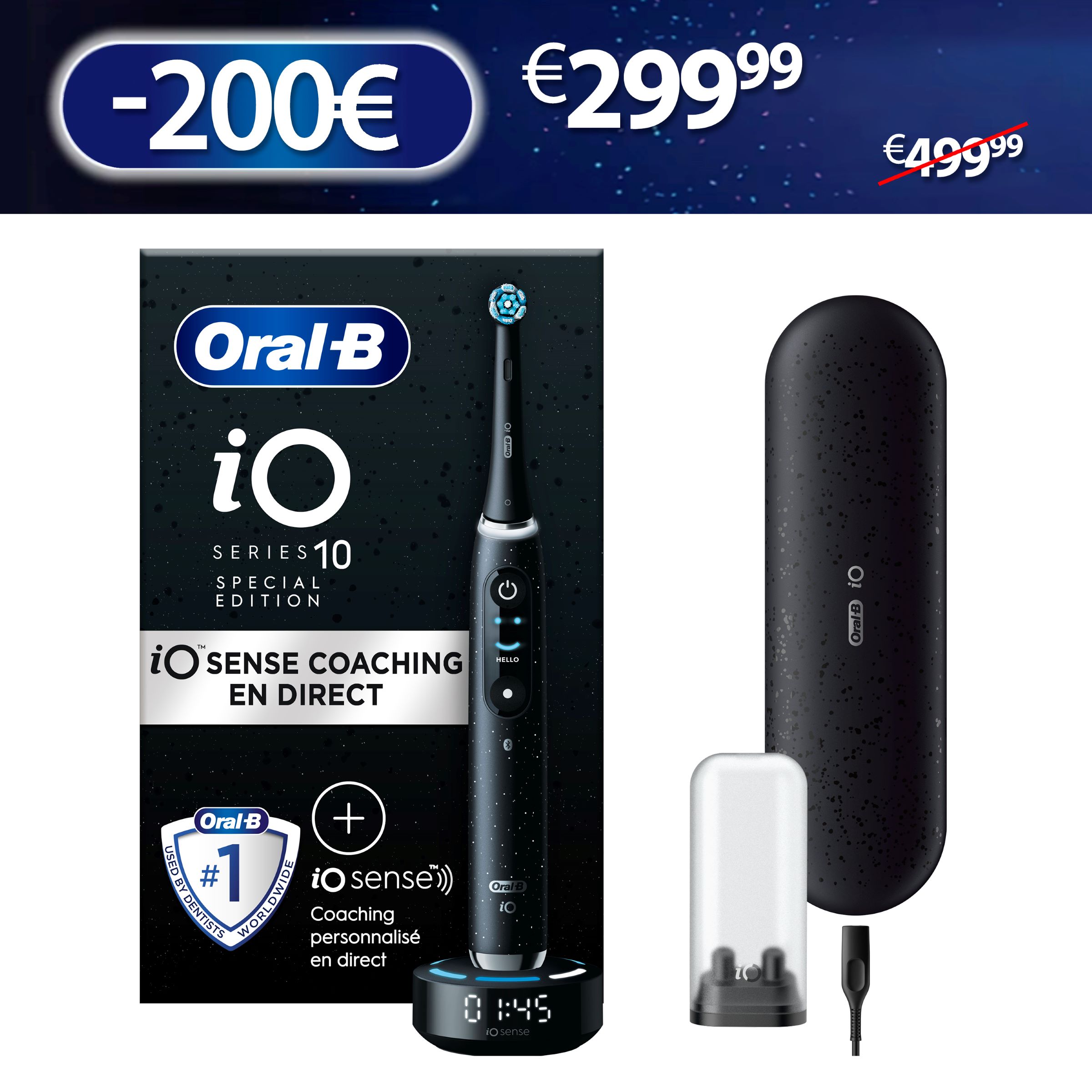 Oral-B iO 10 Noire Brosse à dents électrique avec brossette