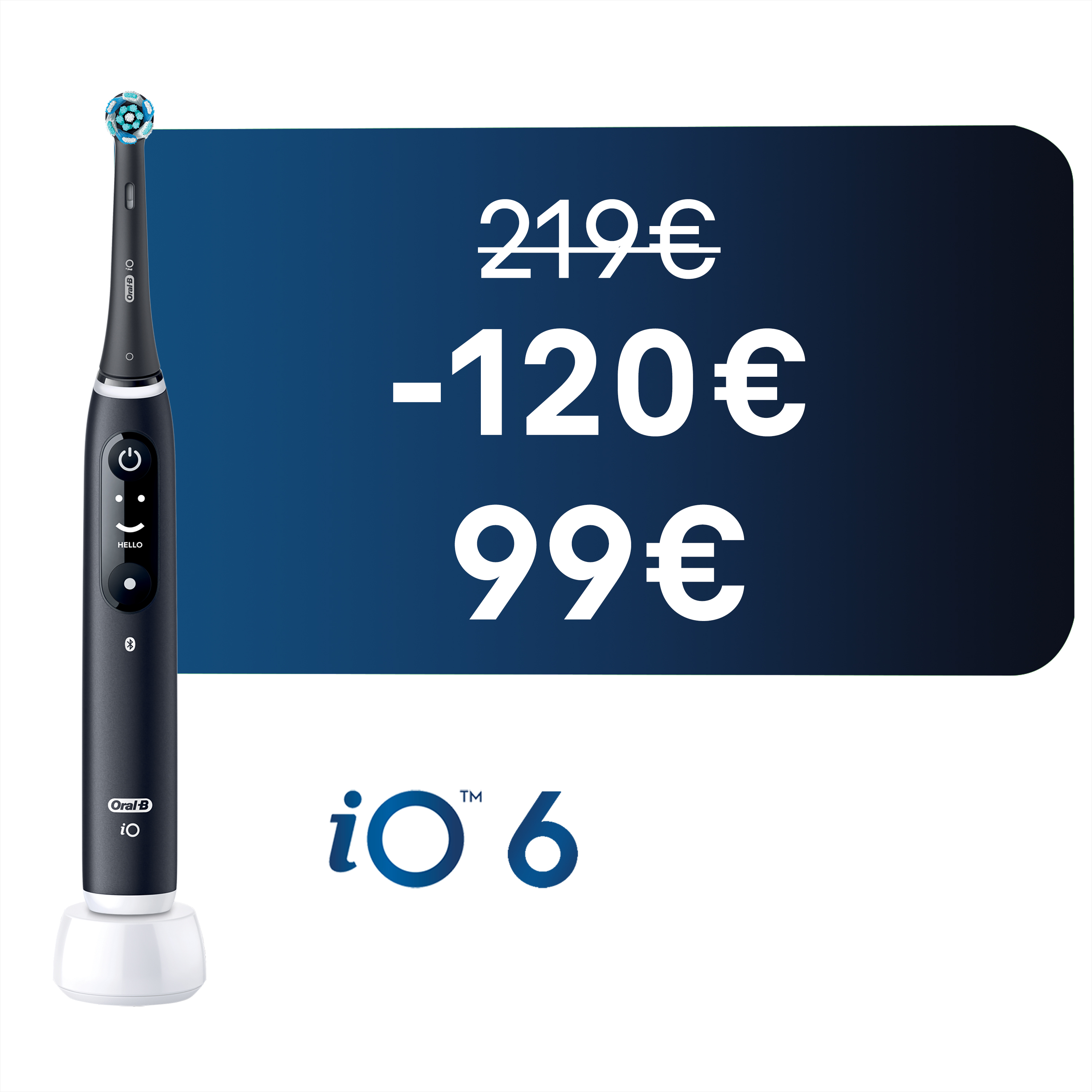 Brosse à dents électrique Oral-B iO6 Noire, 3 brossettes, Étui de voyage premium