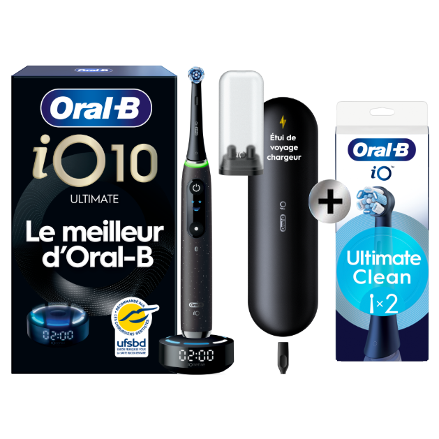 Oral-B iO 10 Noire Brosse à dents électrique avec brossette + 2 brossettes: retailer-supplied image