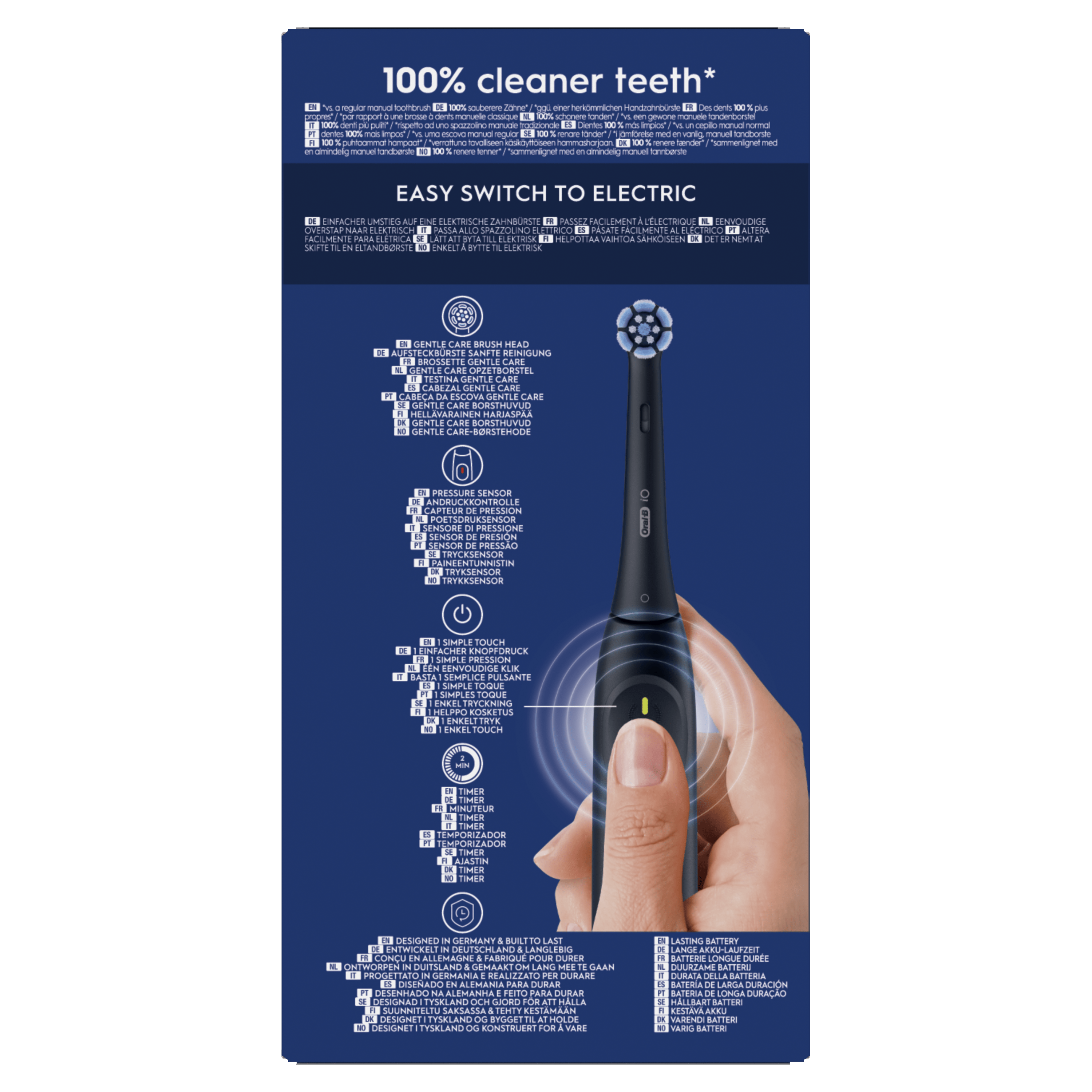 Oral-B iO2 Brosse À Dents Électrique Noire avec 2 Brossettes