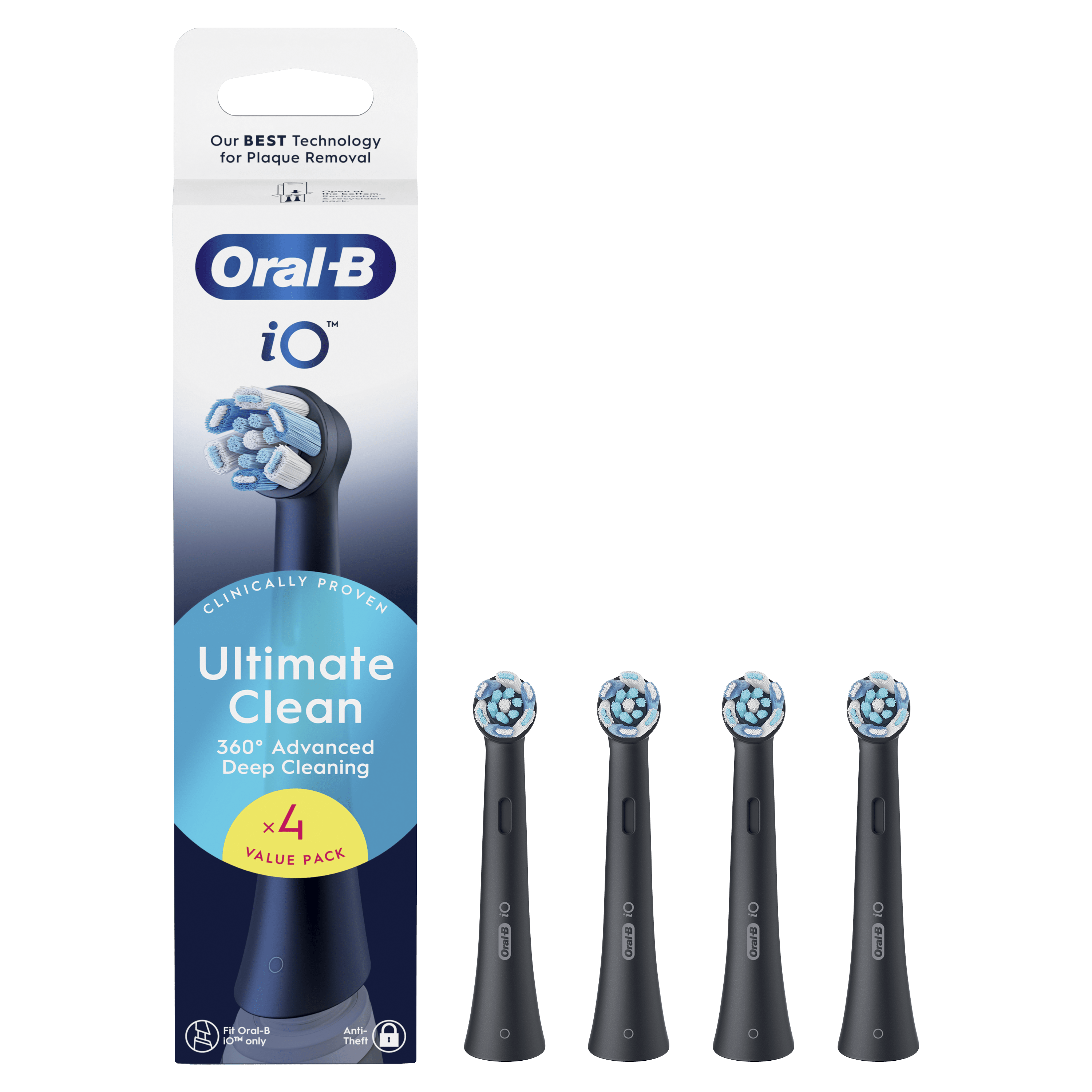 Oral-B iO - 4 brossettes Ultimate Clean Noires - 12 mois