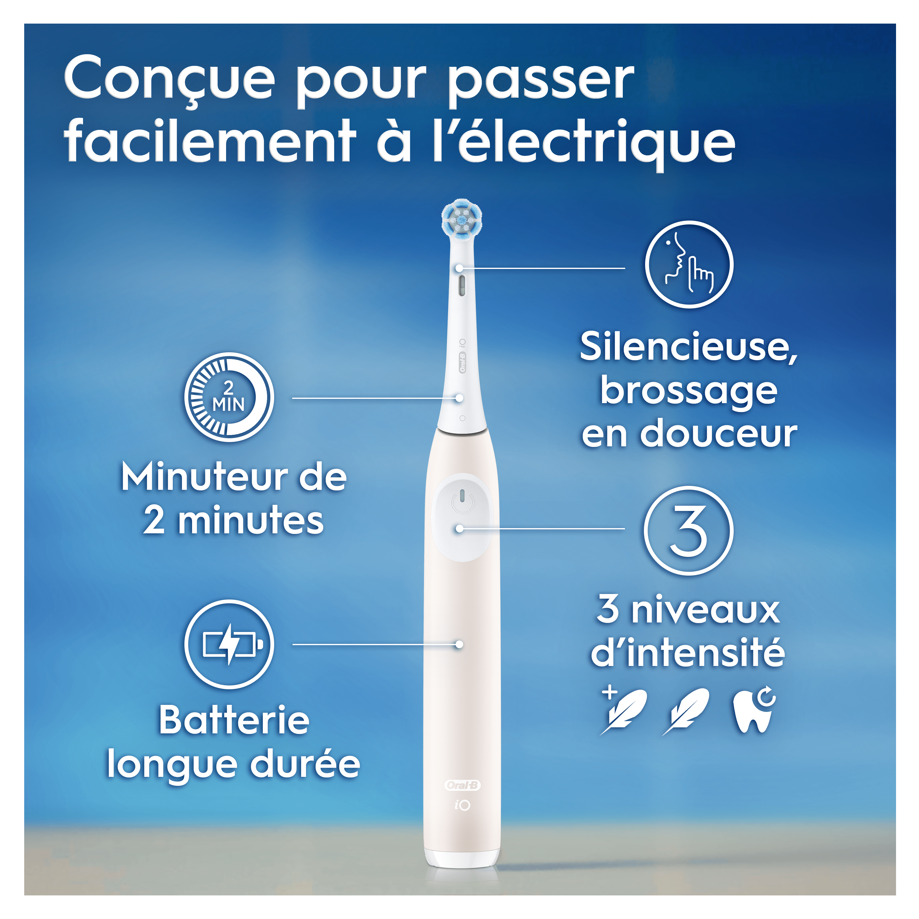 Oral-B iO2 Rose - Brosse à Dents Électrique avec 1 brossette + pack de 4 brossettes