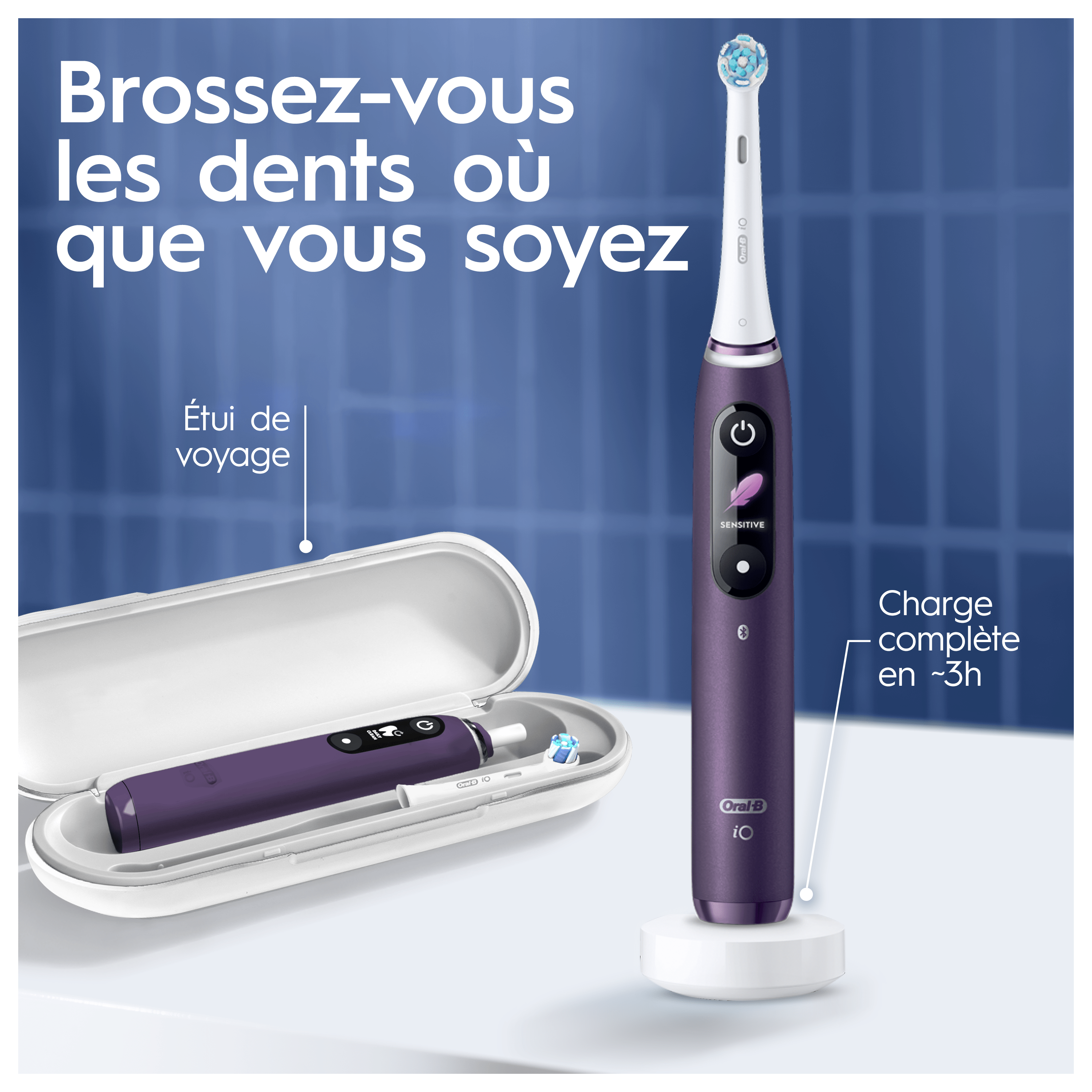 Oral-B iO 8 Violette Brosse à dents électrique avec 2 brossettes