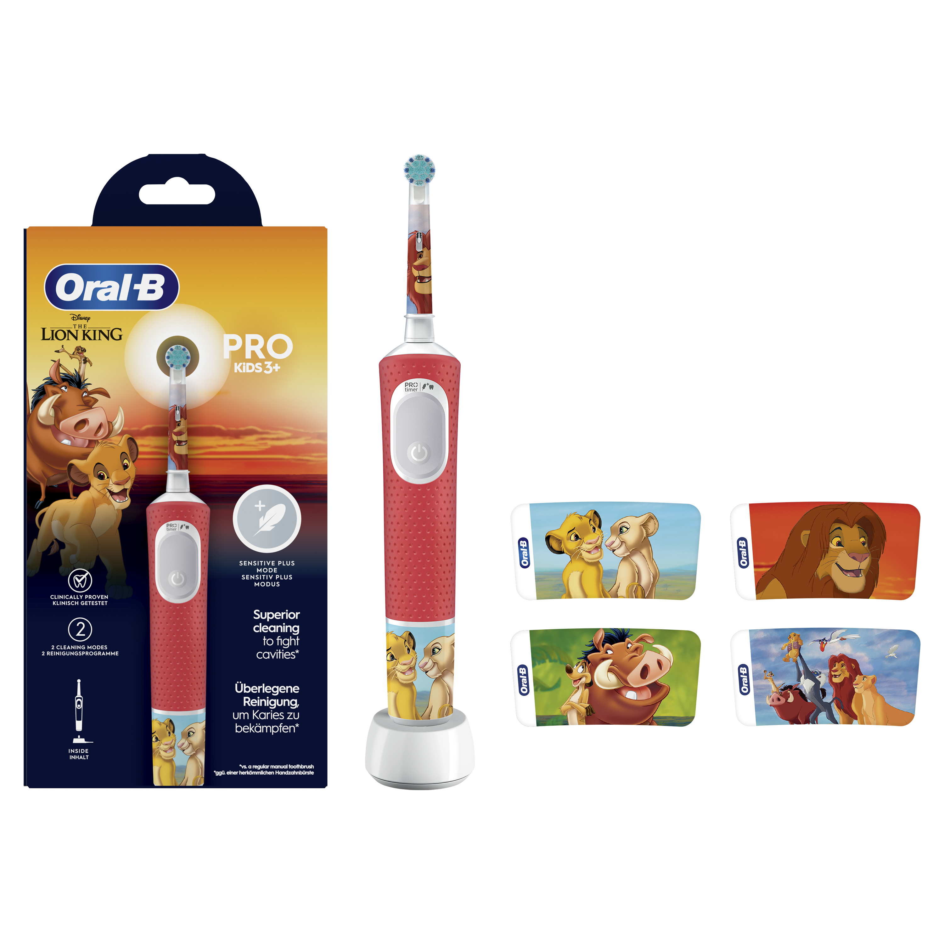Brosse À Dents Électrique Oral-B Pro Kids 1 Manche Disney Le Roi Lion, 4 Brossettes , 3 Ans et Plus