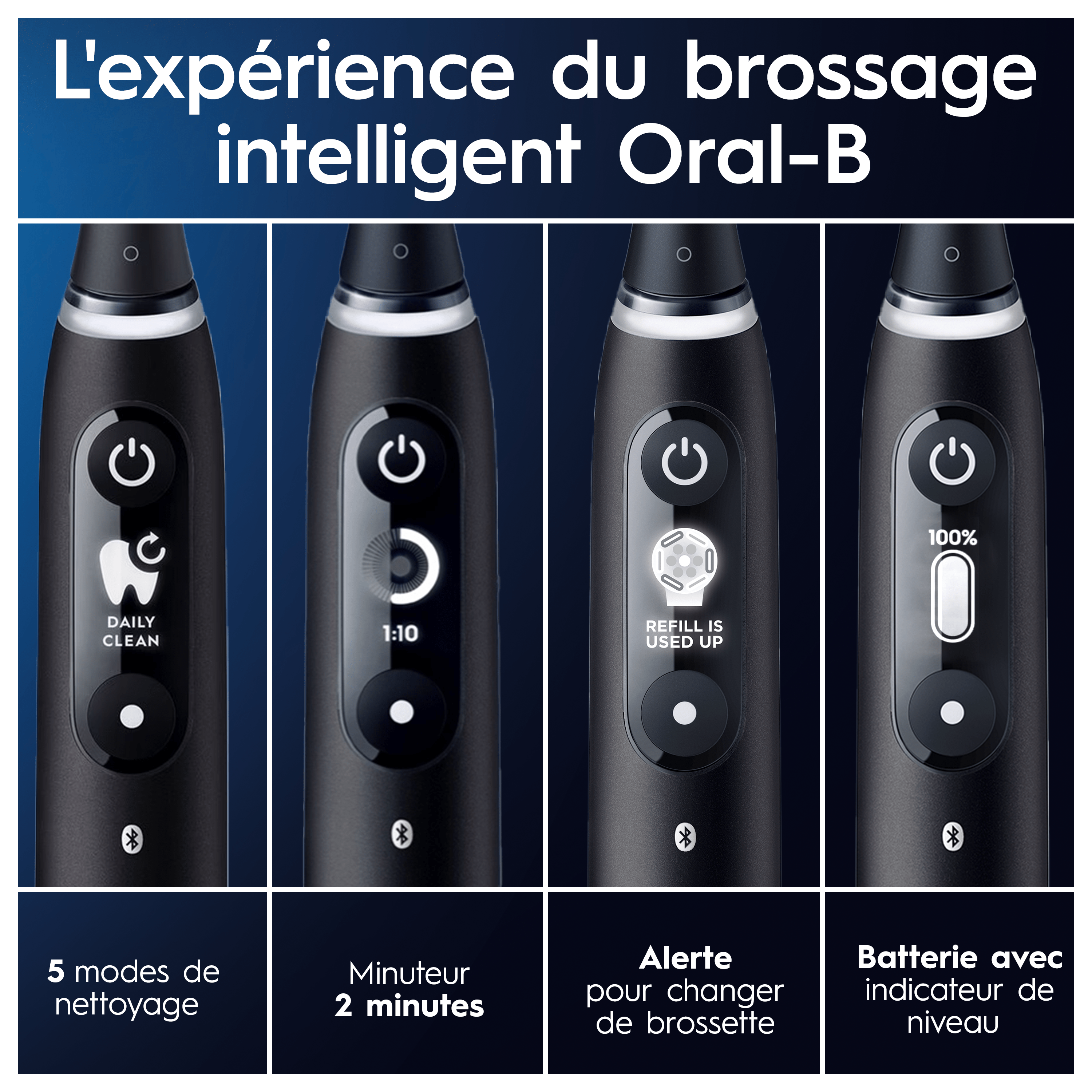 Oral-B iO 9 Pack 2 brosses à dents électriques avec 3 brossettes + 4 brossettes